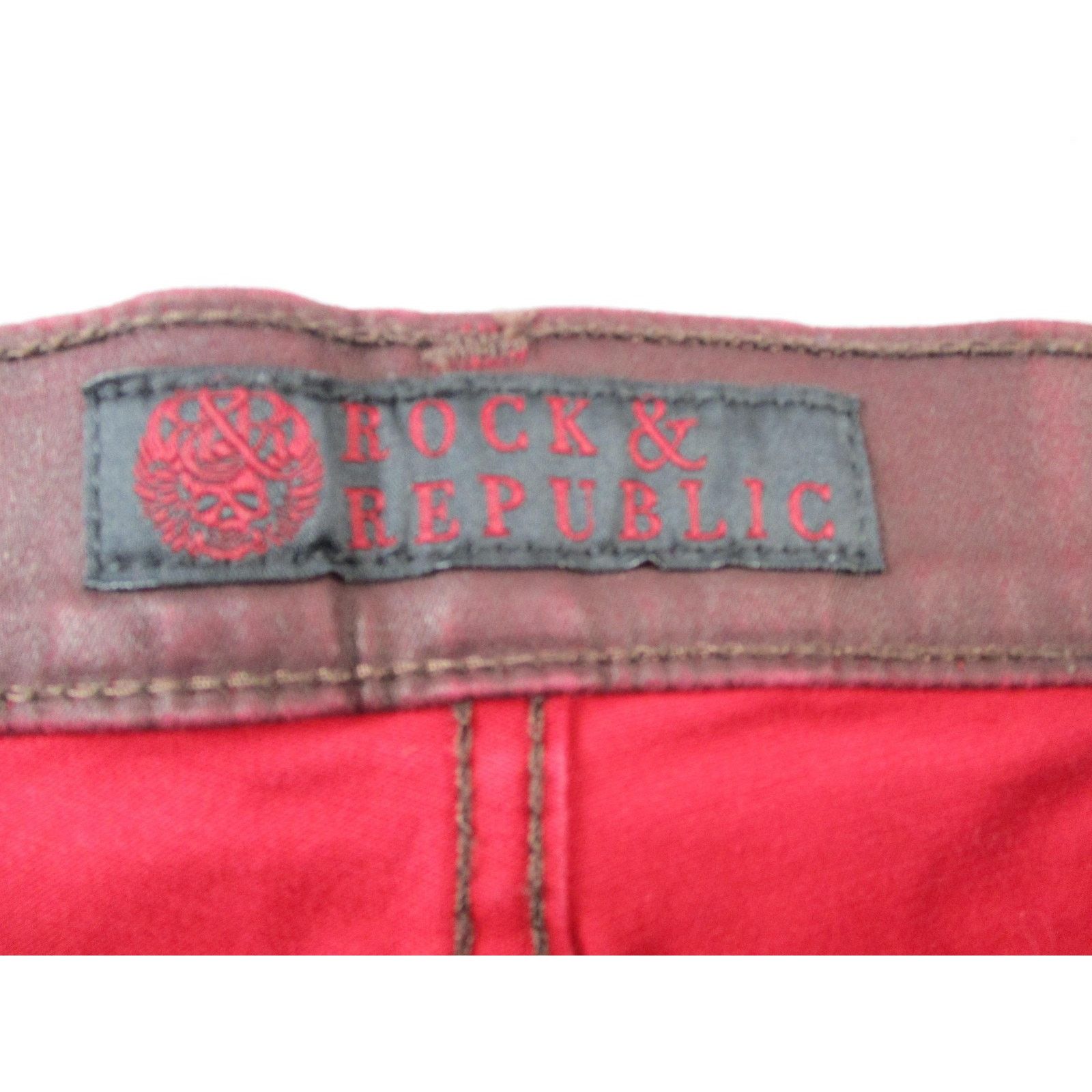 Rock & Republic Rock & Republic Jeans Womens 31 Dark Red Skinny Slim Coated Size 31" - 5 Thumbnail