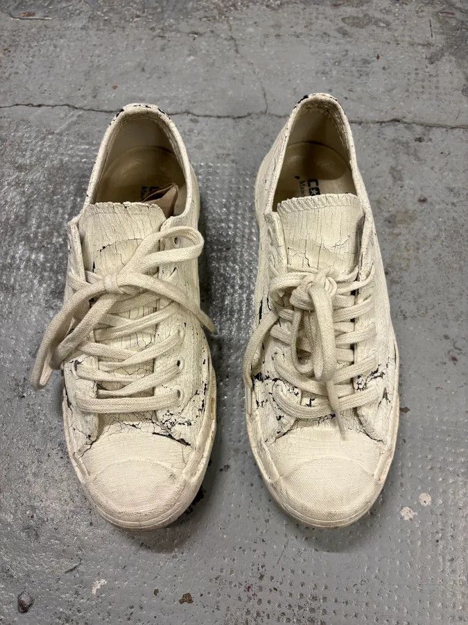 Maison Margiela 2012 Maison Margiela Converse White Painted Sneakers Size US 7.5 / IT 37.5 - 2 Thumbnail