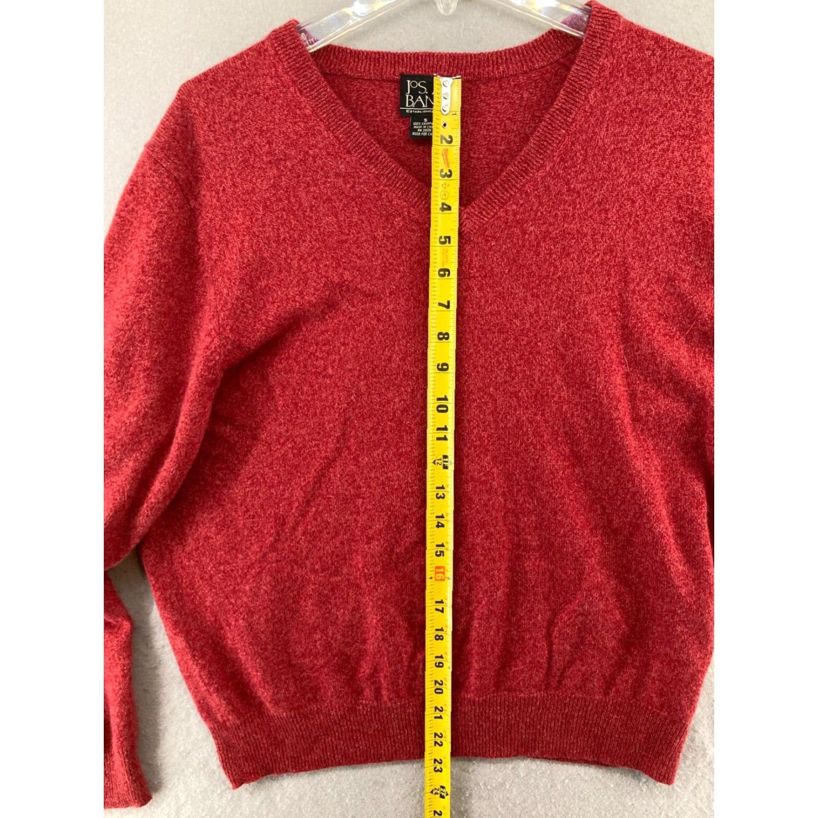 Jos. A. Bank Joseph A Bank Mens Sweater Cashmere Large Red V Neck Size US L / EU 52-54 / 3 - 3 Thumbnail