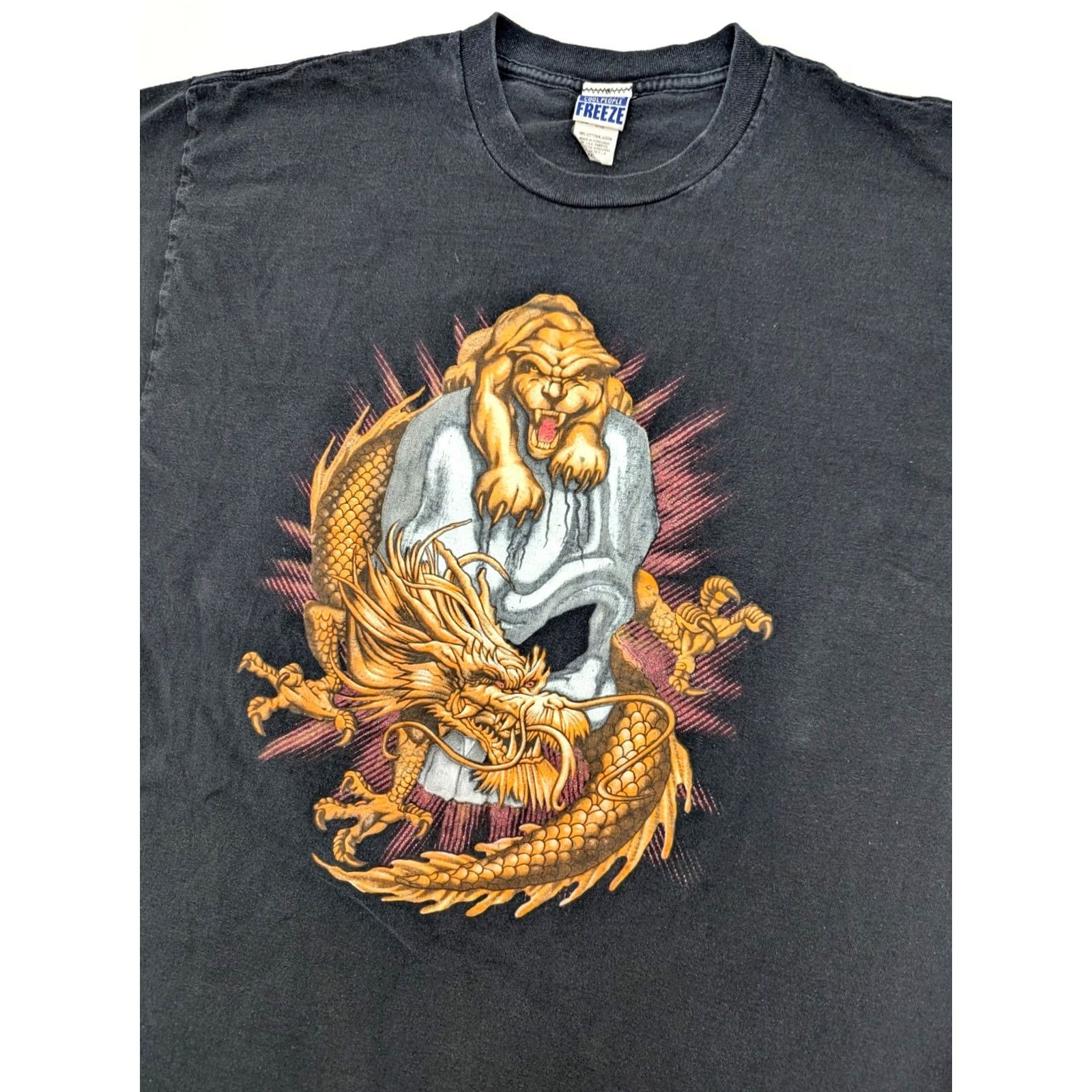 Vintage VINTAGE Freeze Panther Skull Dragon Crew Neck Shirt Men 2XL Black Graphic Print Short Sleeve Logo Size US XXL / EU 58 / 5 - 2 Thumbnail