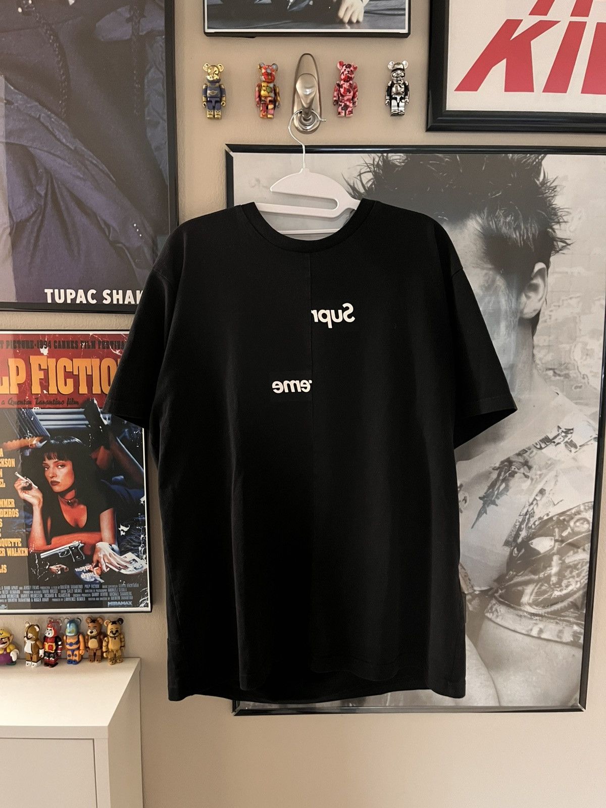 Supreme CDG Split Box Logo Tee 黒 L Supreme x Comme Des Garcons Shirt Split Box Logo Tee BLK/WHT