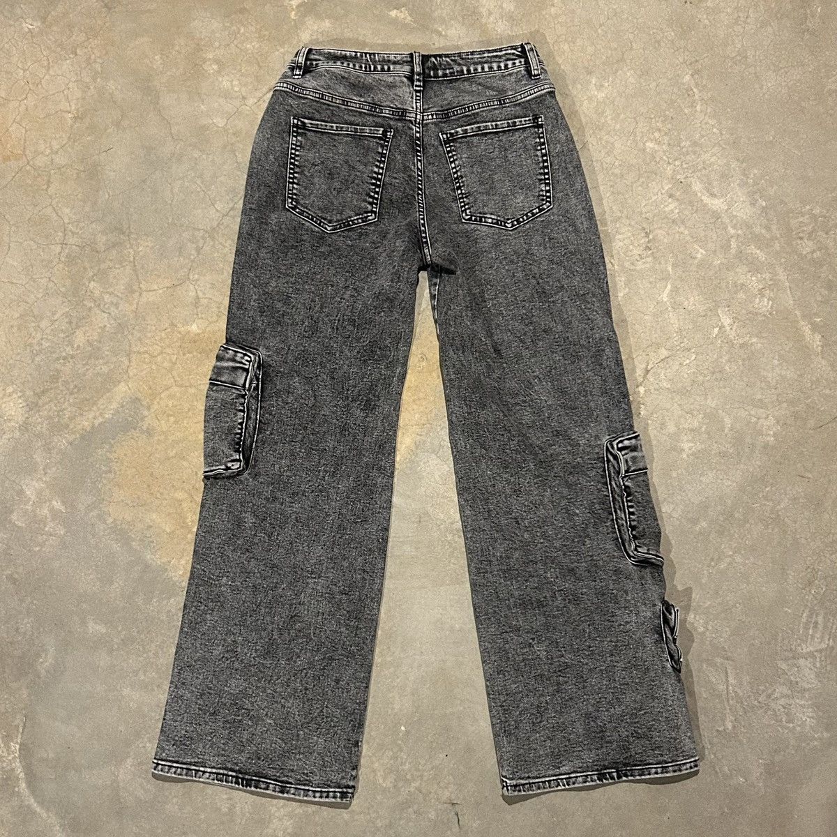 Other Baggy Y2K Style Washed Black Multi Pocket Cargo Denim Cyber Size US 31 - 9 Thumbnail