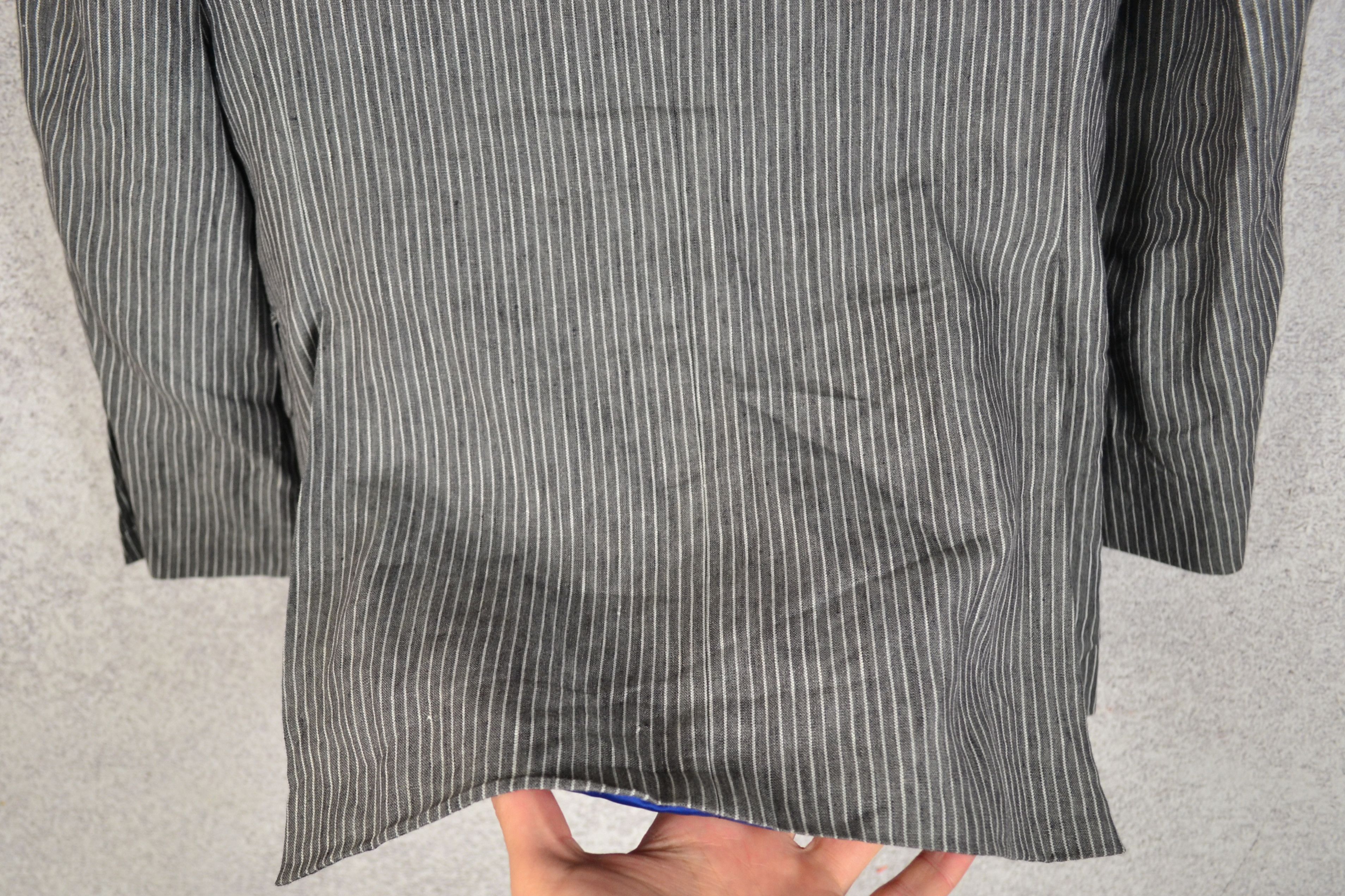 Suitsupply Suitsupply Striped Gray Pure Linen Blazer EUR 44, UK 35 Size 36S - 7 Thumbnail