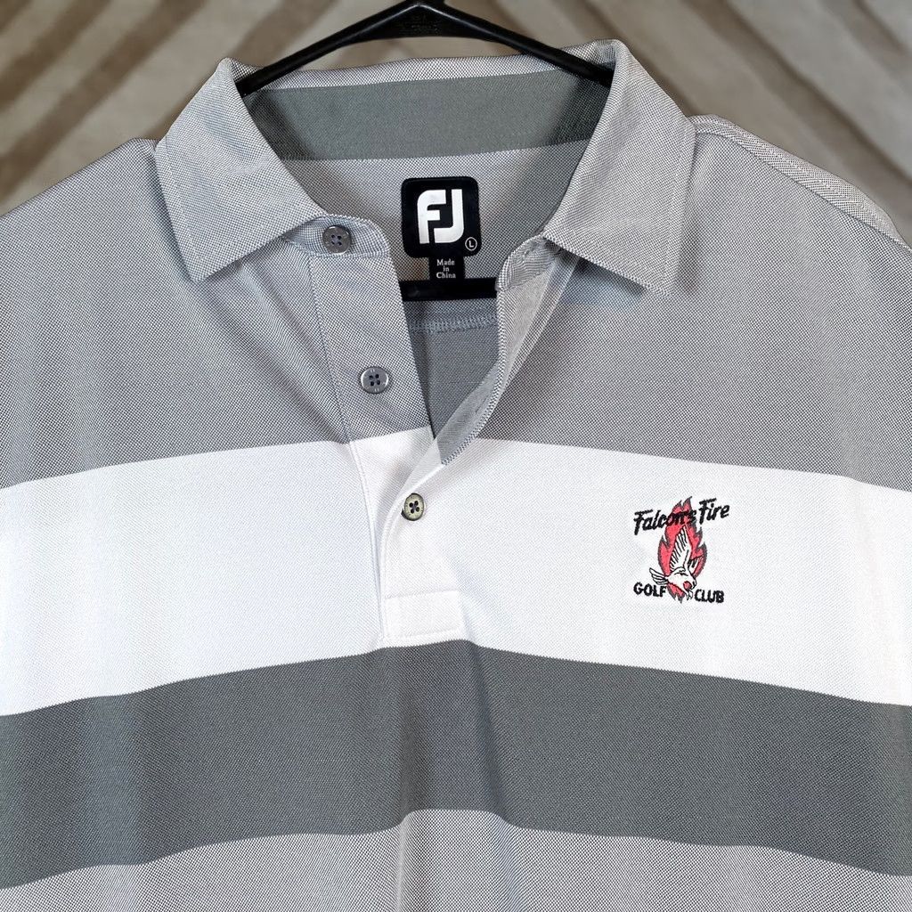Footjoy FootJoy Mens Polo Shirt Gray Pink Stripe Golf Comfort Quick Dry Stretch Large Size US L / EU 52-54 / 3 - 1 Thumbnail