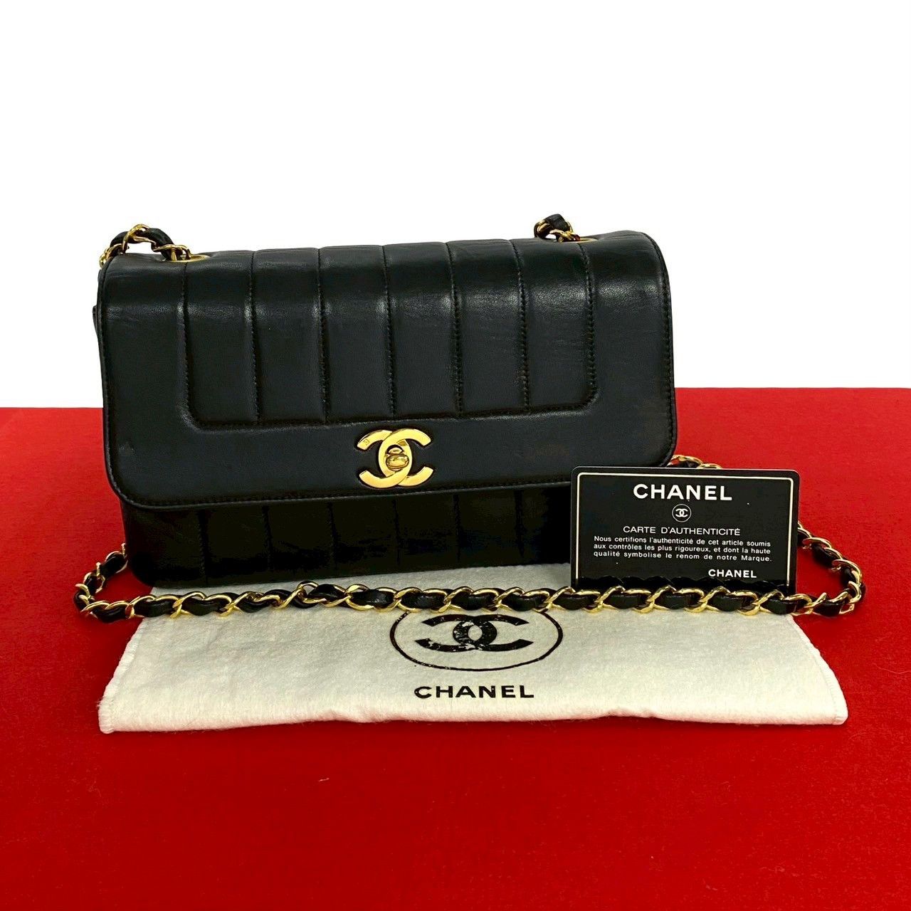Chanel Chanel Mademoiselle Coco Mark Lambskin Shoulder Bag Leather Shoulder Bag in Black, Women's