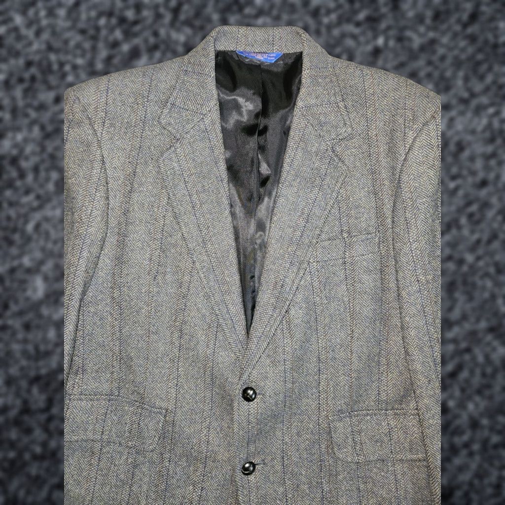 Pendleton VINTAGE Pendleton Blazer Men 42 Reg Wool Gray Herringbone 2-Button Single-Breasted Notch Lapel Chest 42 Front Button Style 2-Button Size 42R - 1 Thumbnail