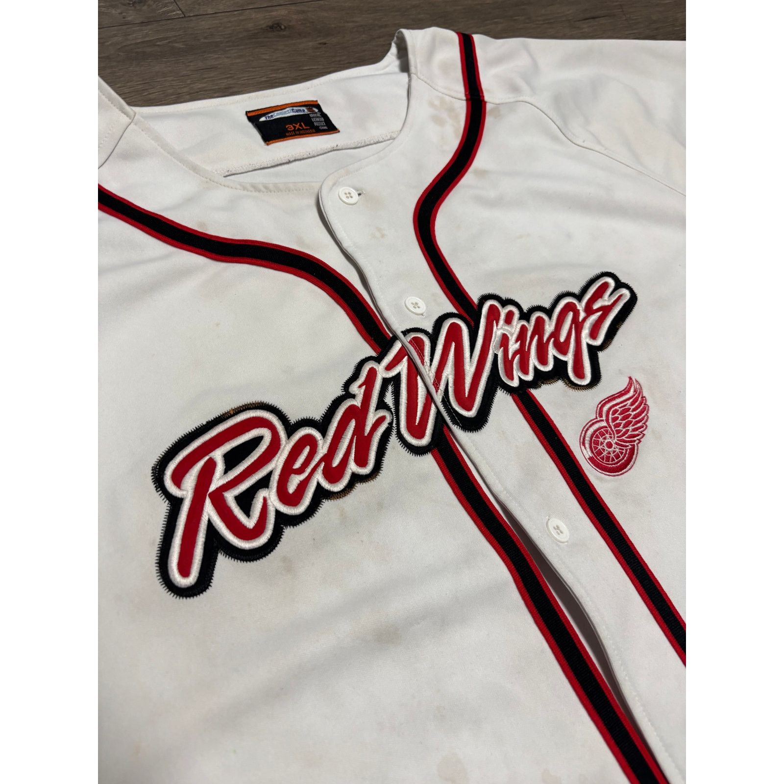MLB × NHL × Vintage Vintage Detroit Red Wings Baseball Jersey Sz 3XL White 00s Size US XXL / EU 58 / 5 - 2 Thumbnail