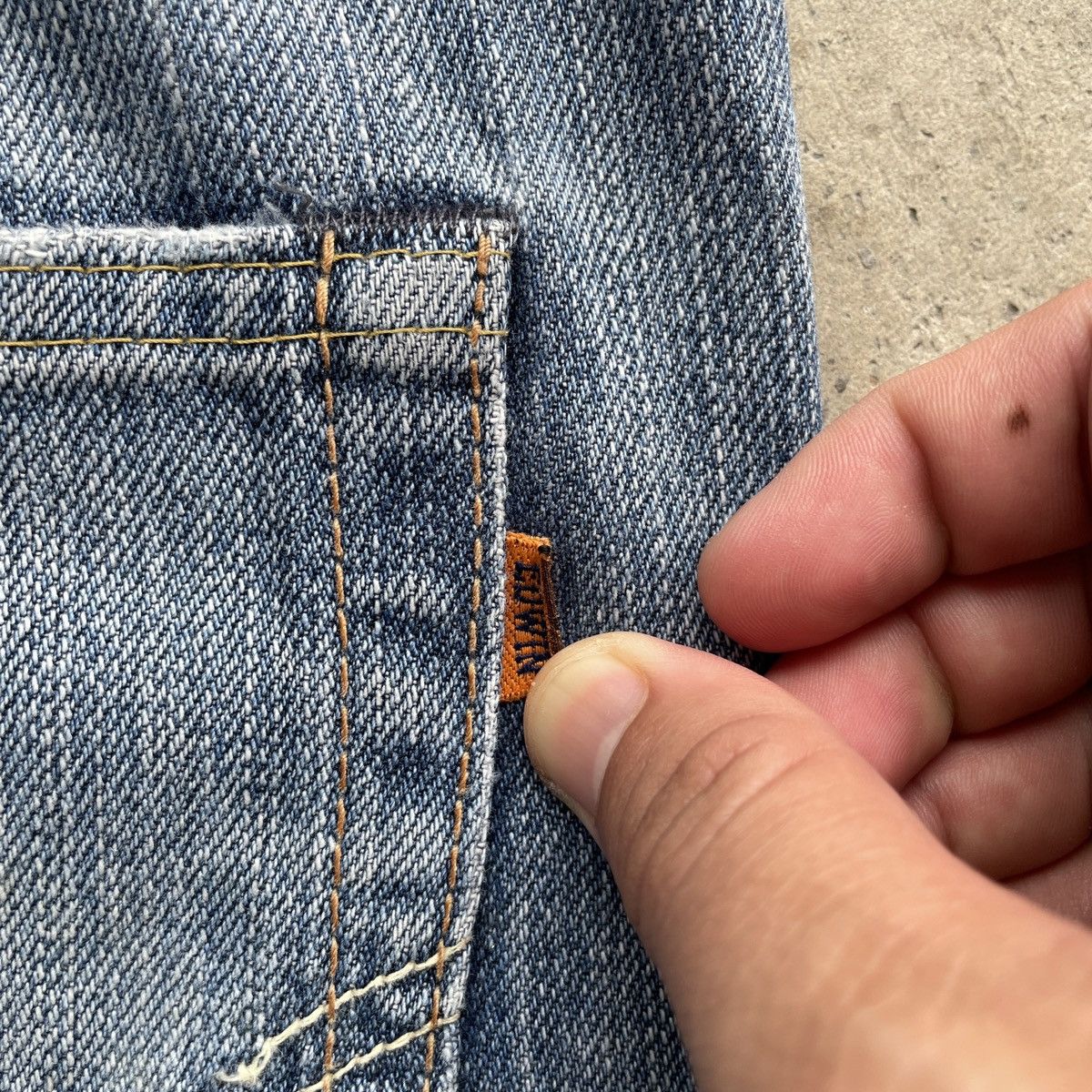 Edwin × Jean × Vintage Vintage Faded Edwin 505 Orange Tag Jeans Pants Distressed Size US 34 / EU 50 - 10 Thumbnail