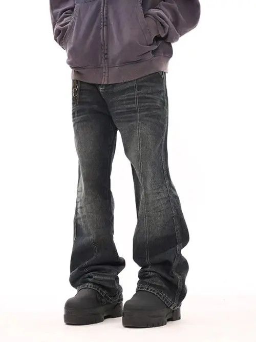 VIBE Vintage deconstructed corrugated micro-flared denim trousers Size US 32 / EU 48 - 5 Thumbnail