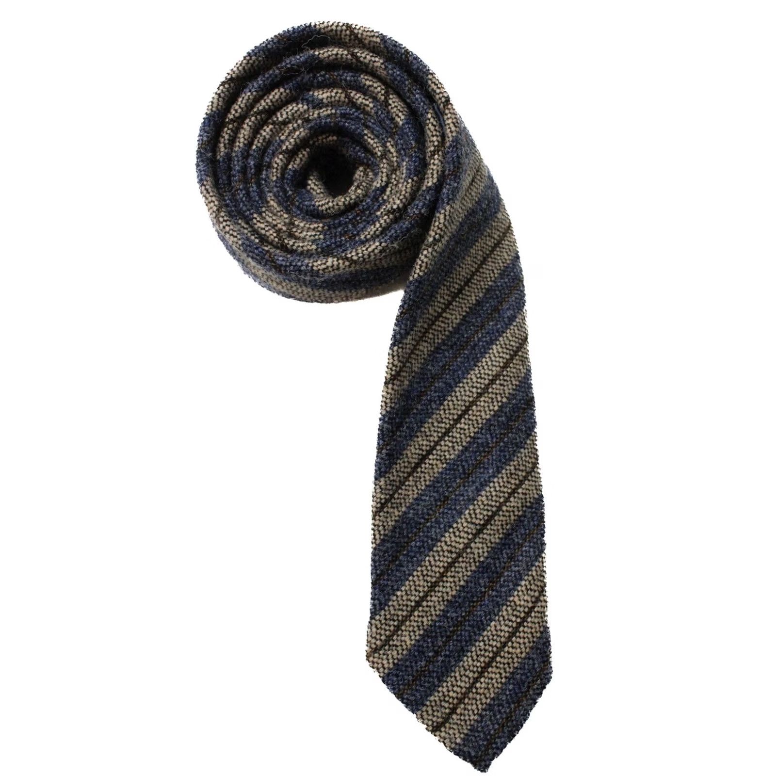Suitsupply Suitsupply Tie Men’s 152 X 7 CM Wool Pointed Striped Formal Classic Tie Blue Mens Size ONE SIZE - 2 Thumbnail