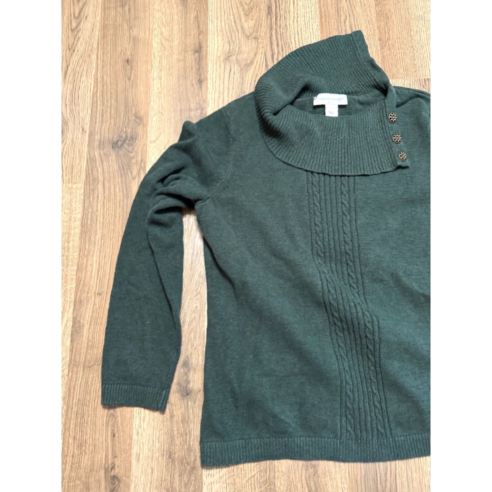 Vintage Christopher & Banks Sweater Women's Medium Green Turtleneck Pullover Knit Cotton Casual Fall Winter Pullover Womens M Green Sweater Size M / US 6-8 / IT 42-44 - 3 Thumbnail