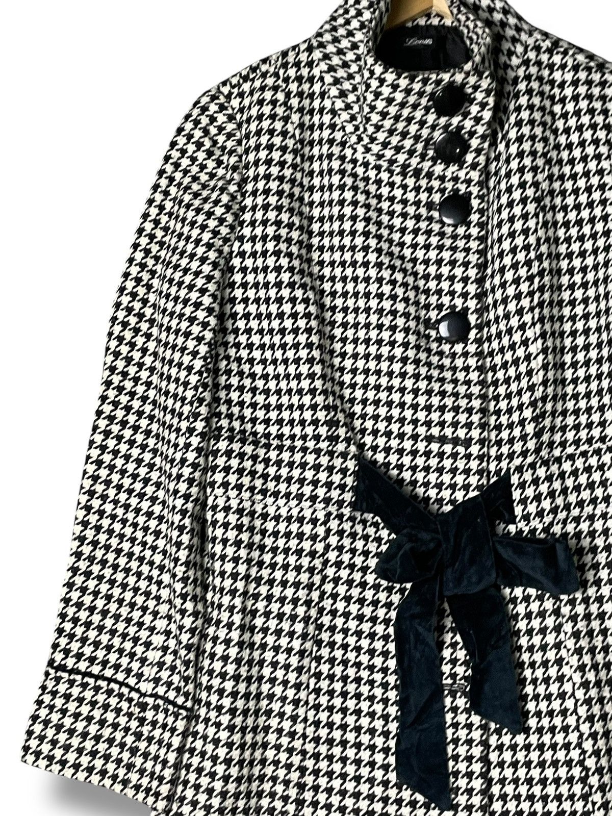 Designer × Japanese Brand Lovits Houndstooth Wool Long Coat (55) Size US L / EU 52-54 / 3 - 7 Thumbnail