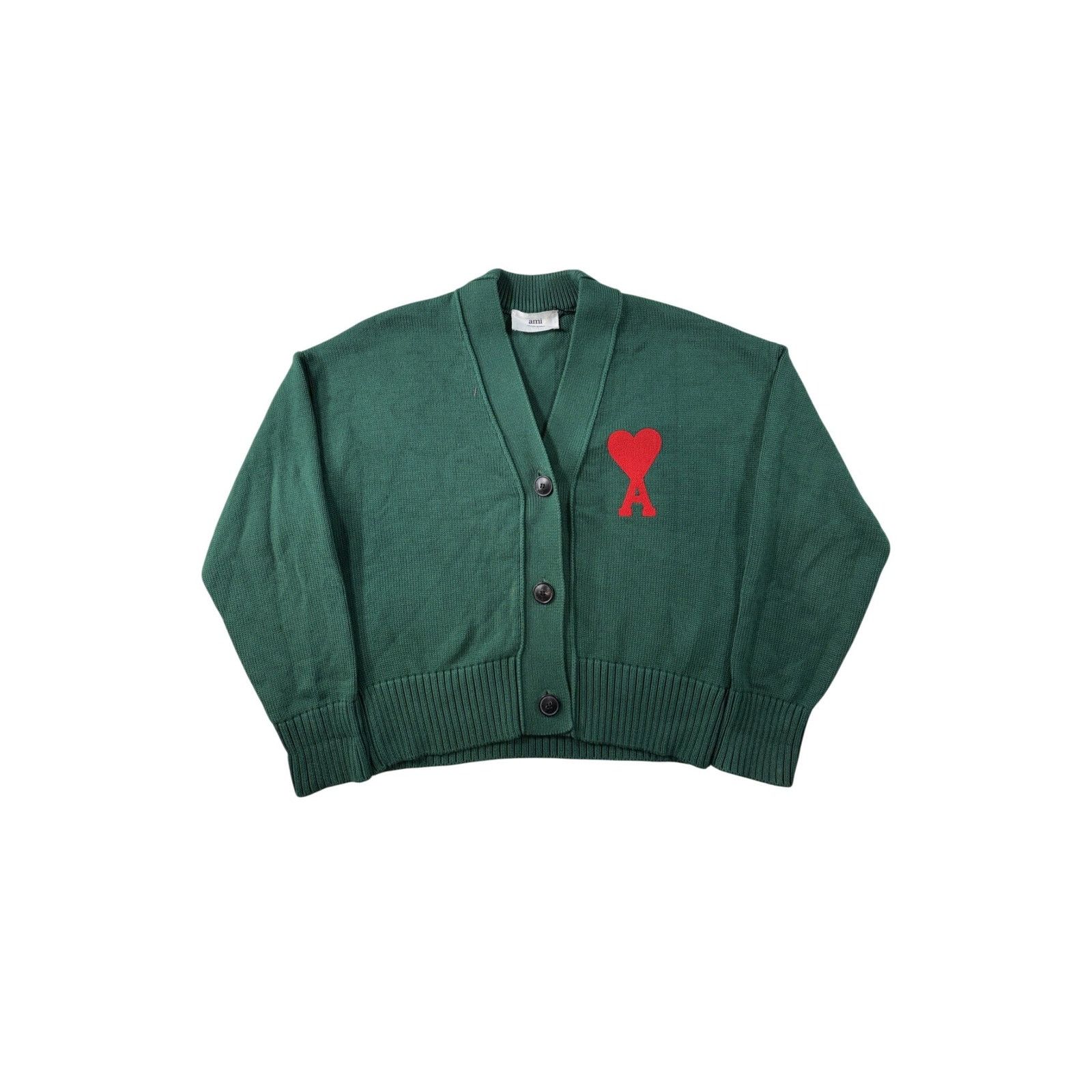 AMI Ami Button Up Green & Red Cardigan Sweater Size US S / EU 44-46 / 1 - 1 Thumbnail