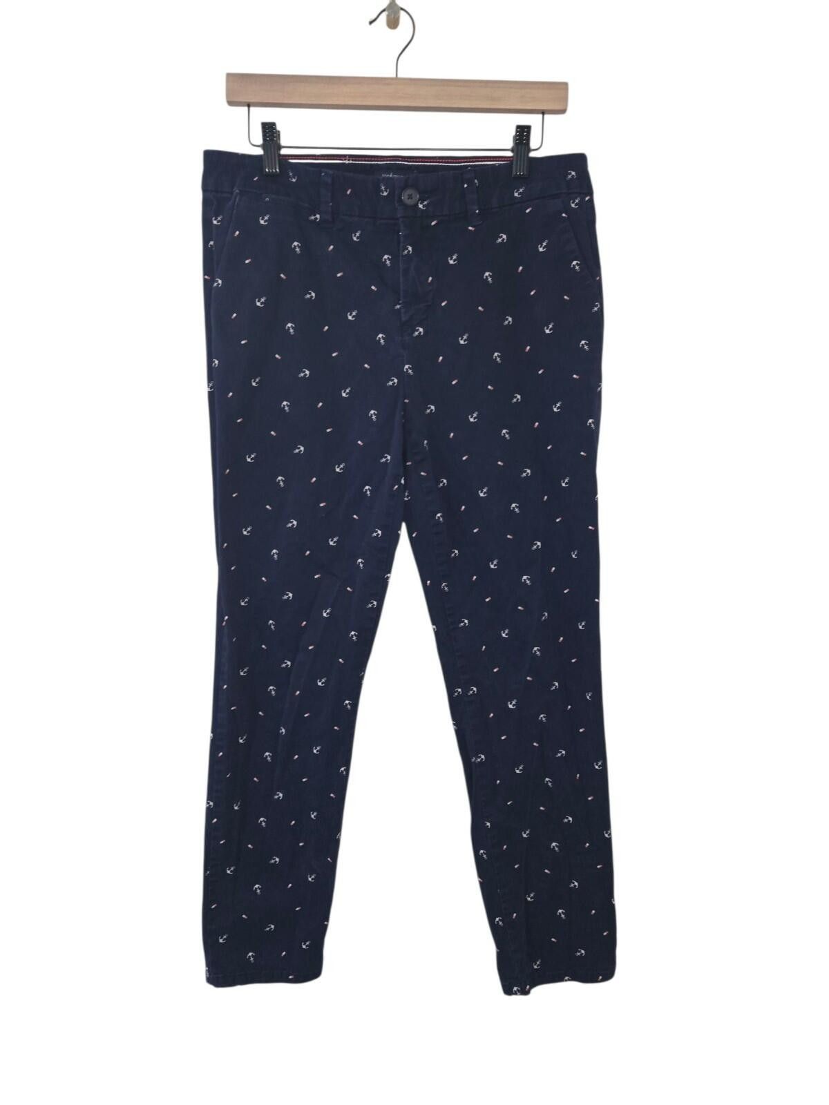 Tommy Hilfiger Tommy Hilfiger Blue Embroidered Monogram Chino Pants 8 Size 30" / US 8 / IT 44 - 2 Thumbnail