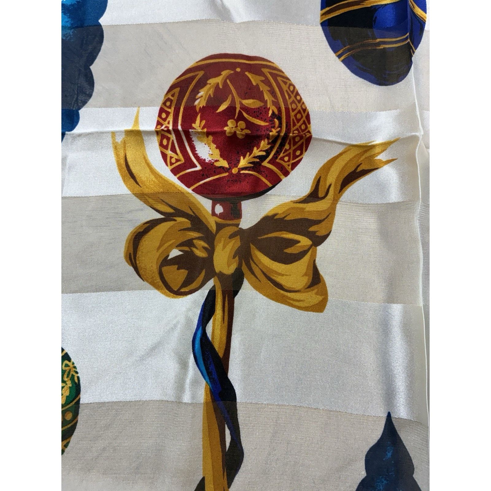 Talbots VTG Talbots 100% Silk Scarf Holiday Ornament Square Xmas Size ONE SIZE - 5 Thumbnail