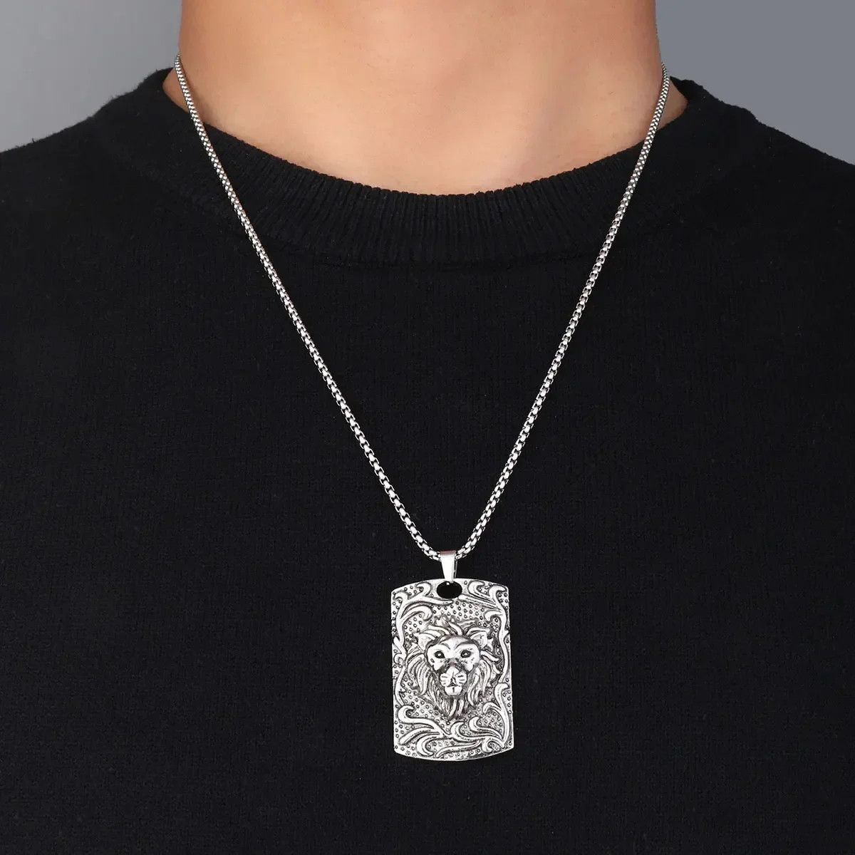 Jewelry Square Lion Head Necklace Size ONE SIZE - 2 Thumbnail