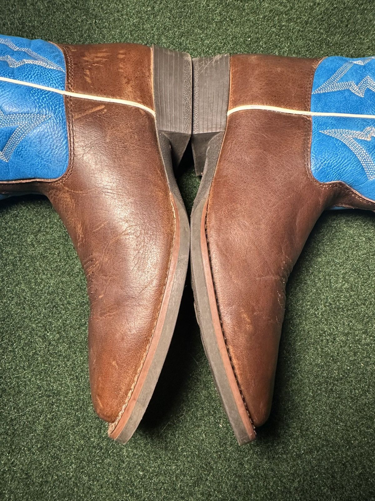 Justin Boots Justin’s Sz 5.5 D Square Cowboy Boot Jasper Blue Brown Boy Size US 5.5 / EU 38 - 6 Thumbnail