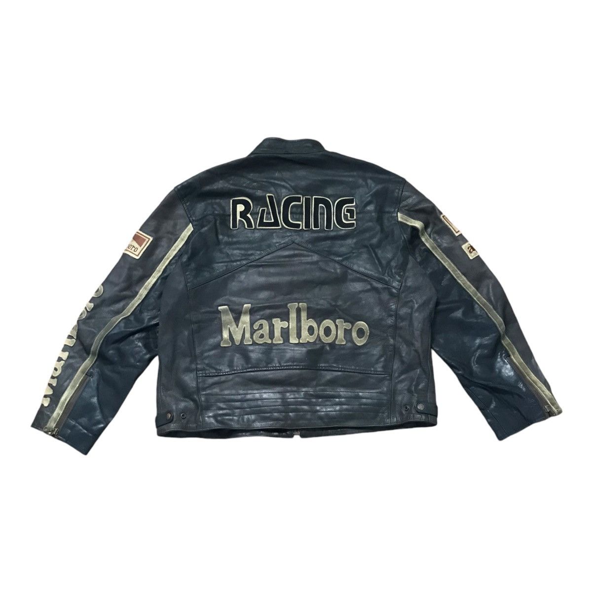Marlboro Vintage 90s Malboro Leather Racing Jacket Size US XL / EU 56 / 4 - 7 Thumbnail