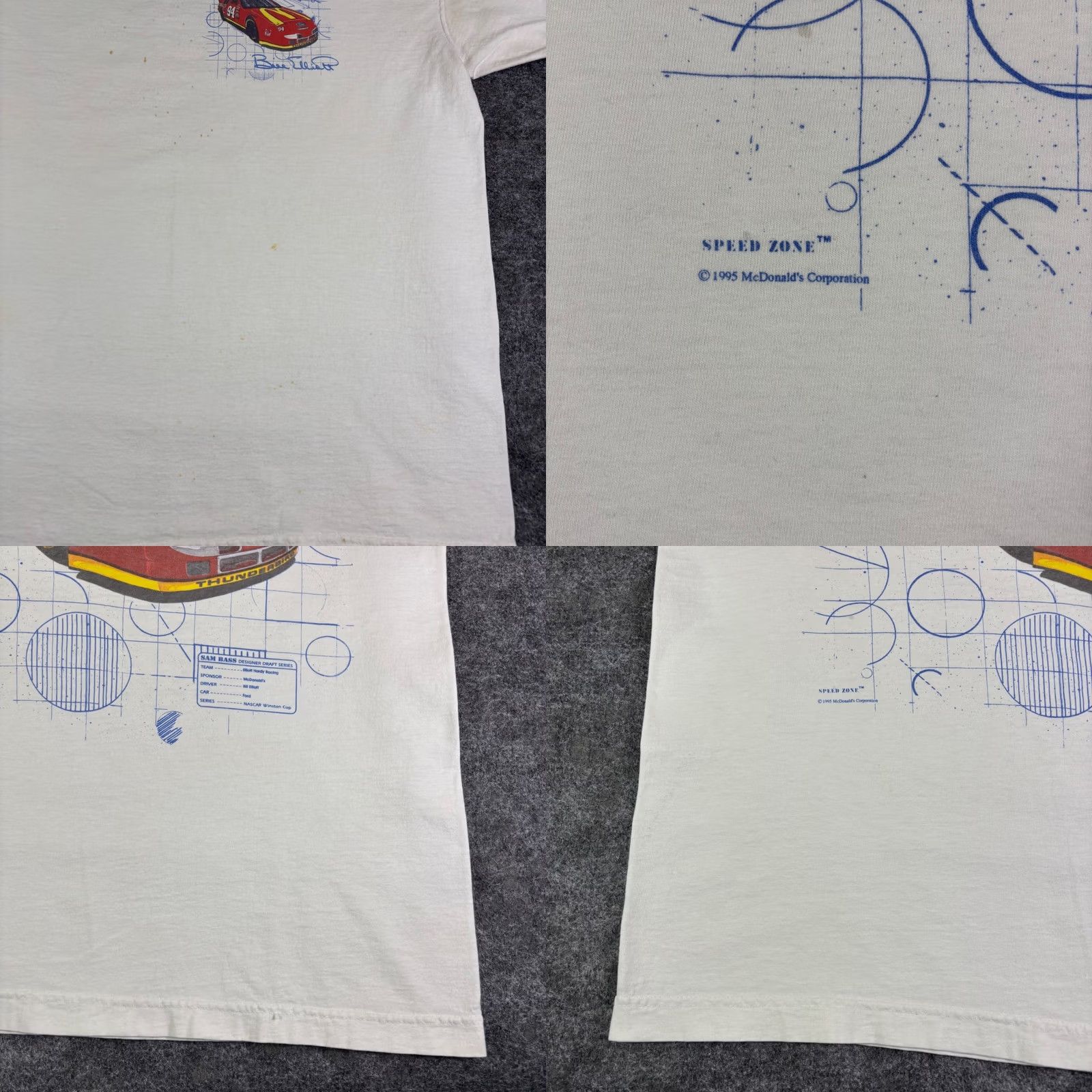 Ford Vintage Bill Elliott McDonald'S Racing Shirt 94 Ford Thunderbird White Large - Clothing Size US L / EU 52-54 / 3 - 8 Thumbnail