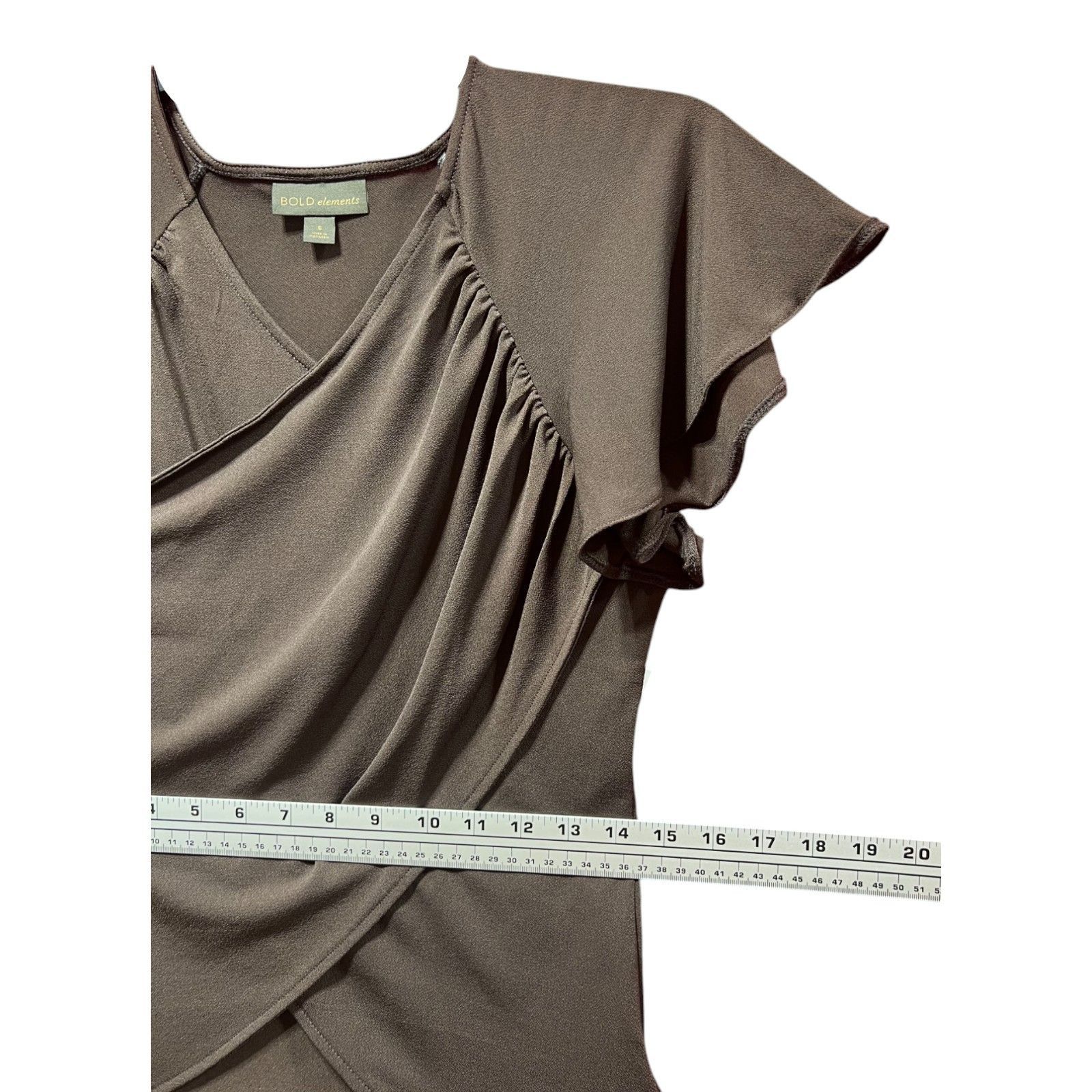 Other Bold Elements - Women's V-Neck Short Sleeve Blouse - Brown - Size S / US 4 / IT 40 - 4 Thumbnail
