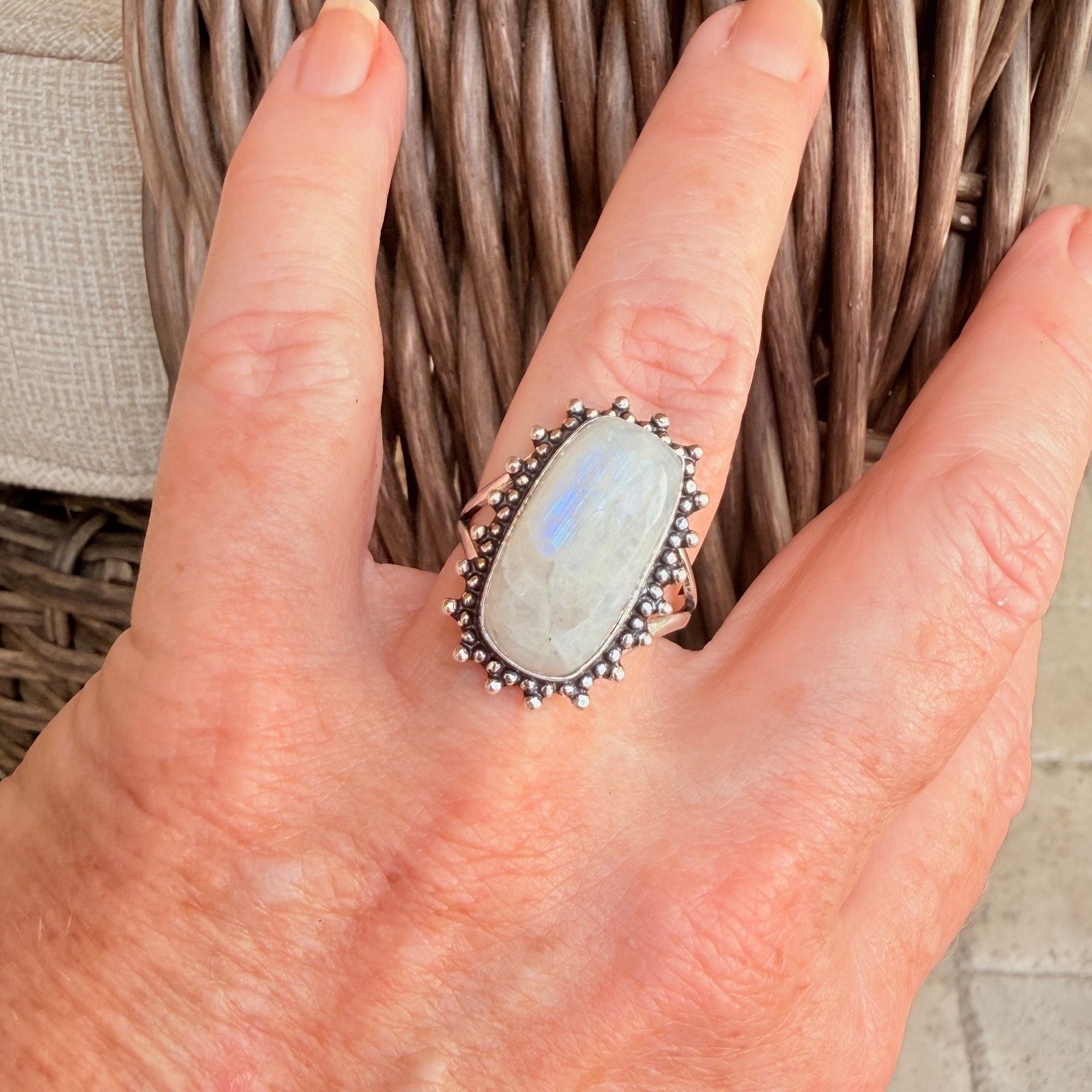 The Unbranded Brand Rainbow Moonstone 925 Silver Overlay Ring Size 9 Size ONE SIZE - 1 Thumbnail