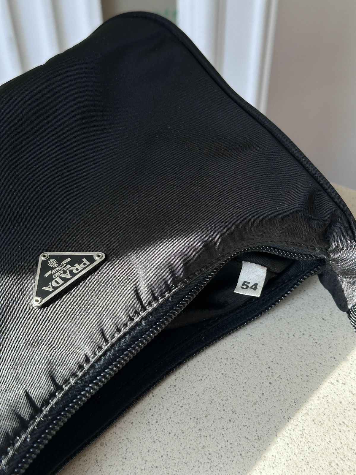 Prada PRADA Nylon Black Triangle Logo Mini Hobo Bag Size ONE SIZE - 8 Thumbnail