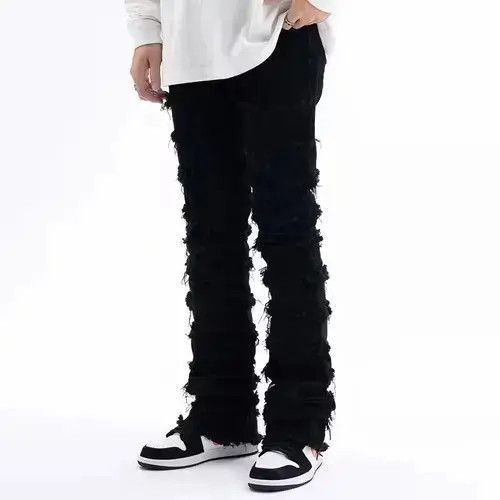 Jean ripped flared punk damaged jeans Size US 32 / EU 48 - 3 Thumbnail