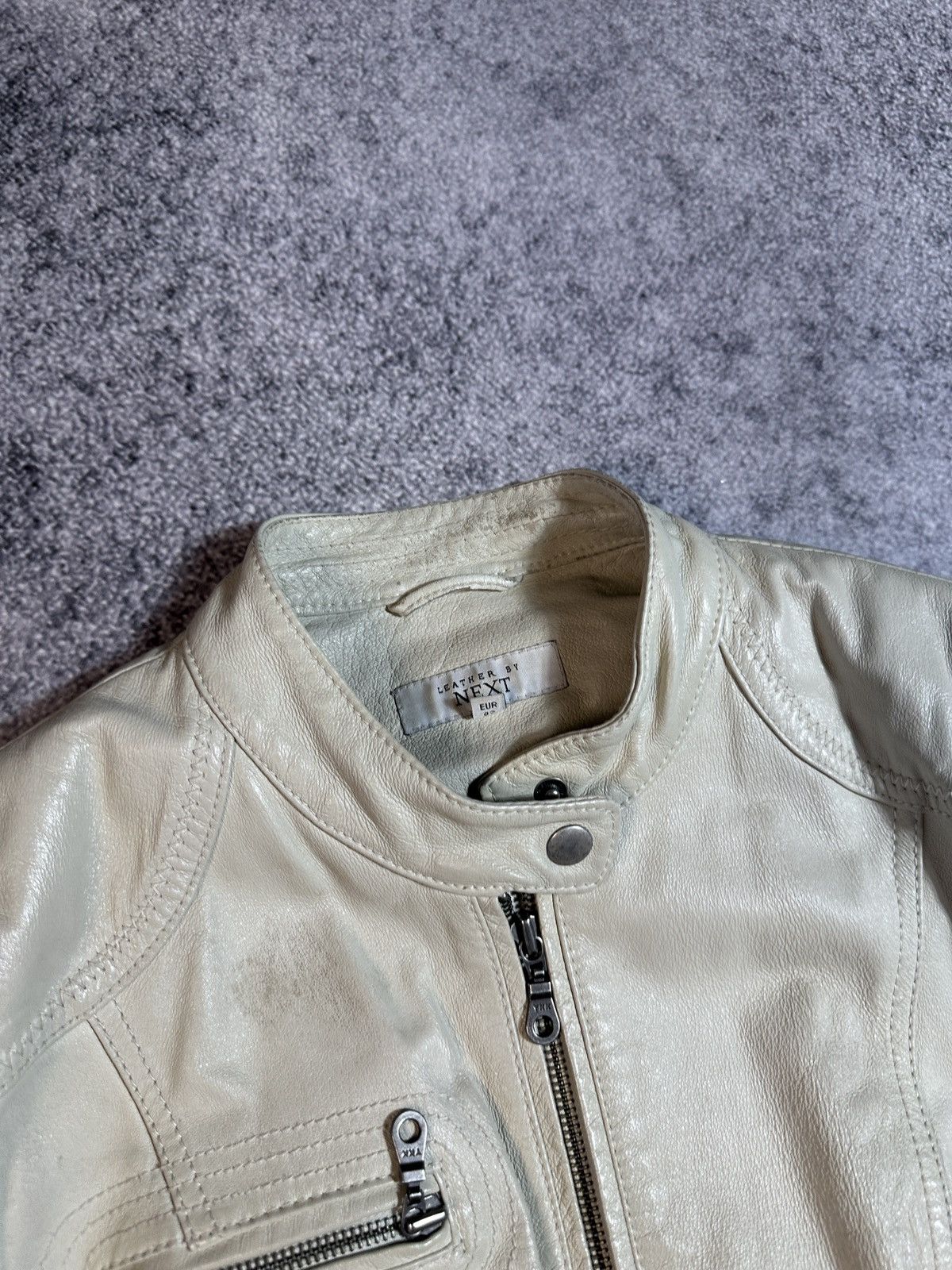 Other Y2k Vintage Leather Jacket White Avant Garden Alt Style VTg Size M / US 6-8 / IT 42-44 - 3 Thumbnail