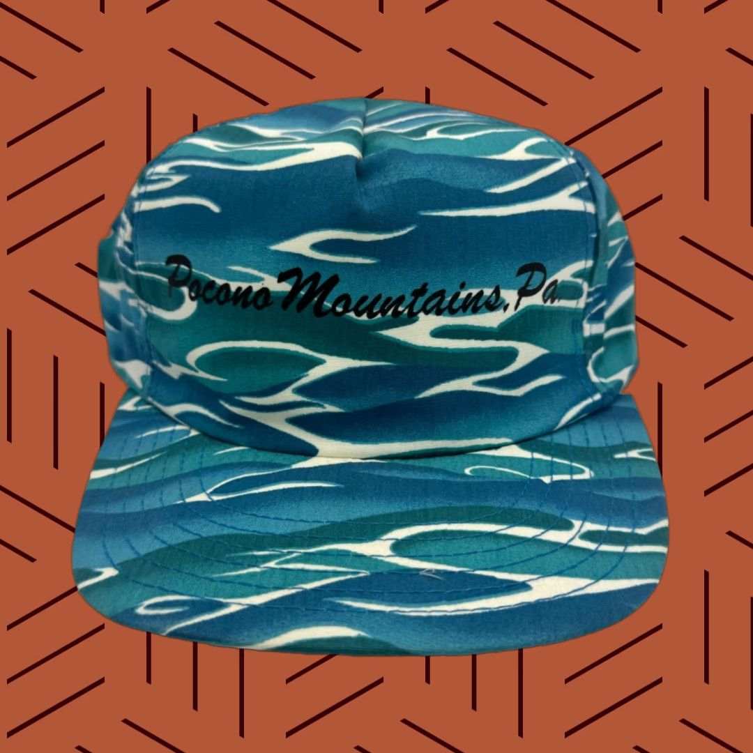Vintage VINTAGE Pocono Mountains Hat Baseball Cap Adjustable Cotton Blue Tie-Dye 80s 90s Water Graphic Geese Animals Logo Men Size ONE SIZE - 1 Thumbnail