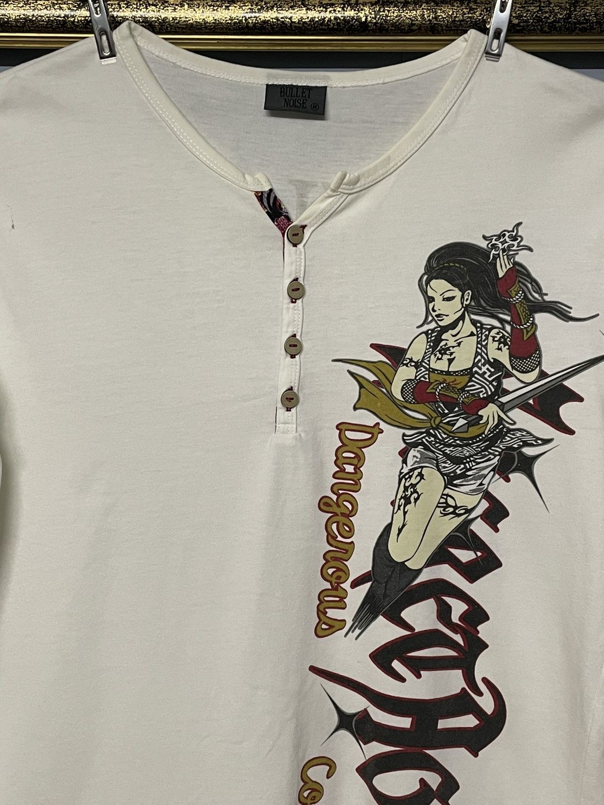 Vintage 90s Japan Designer Bullet Noise Yakuza Art Work Tee main image 2