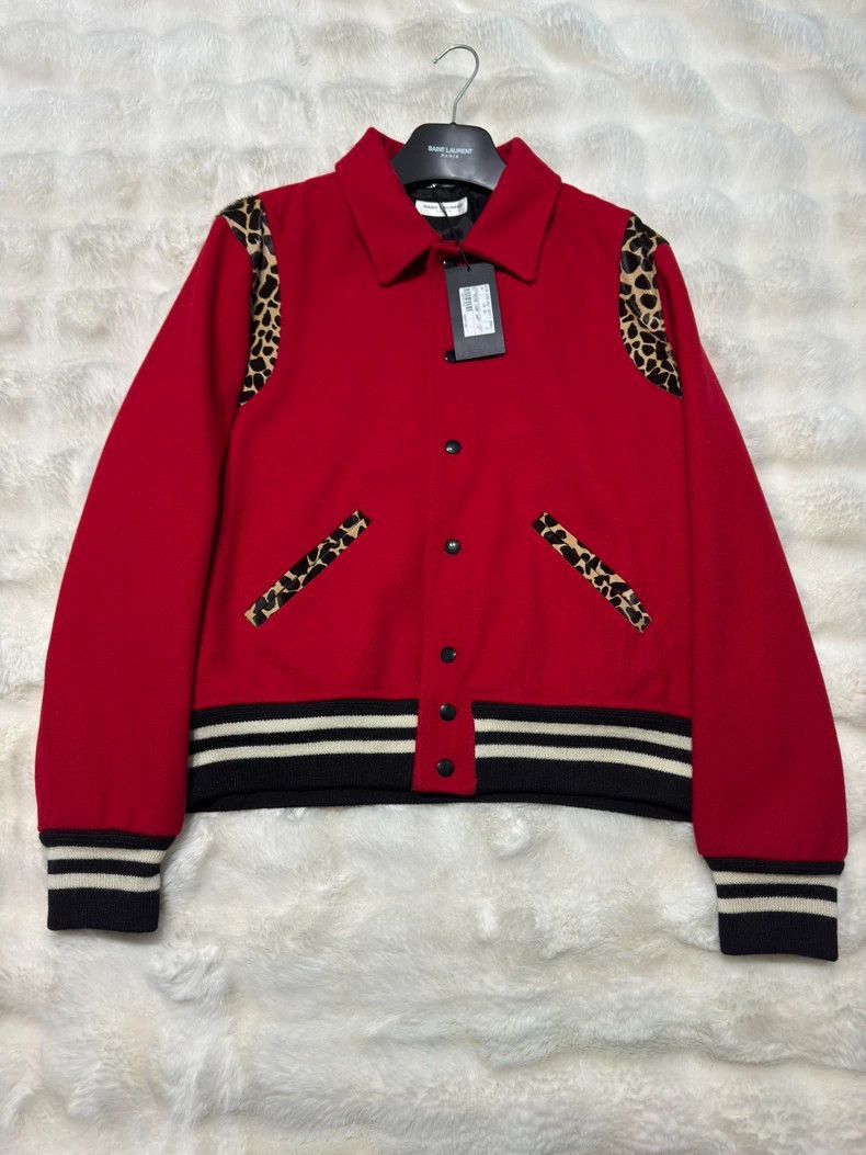 Saint Laurent Paris Saint Laurent Red Leopard Print Baseball Jacket-2505 Size US XXL / EU 58 / 5 - 1 Thumbnail