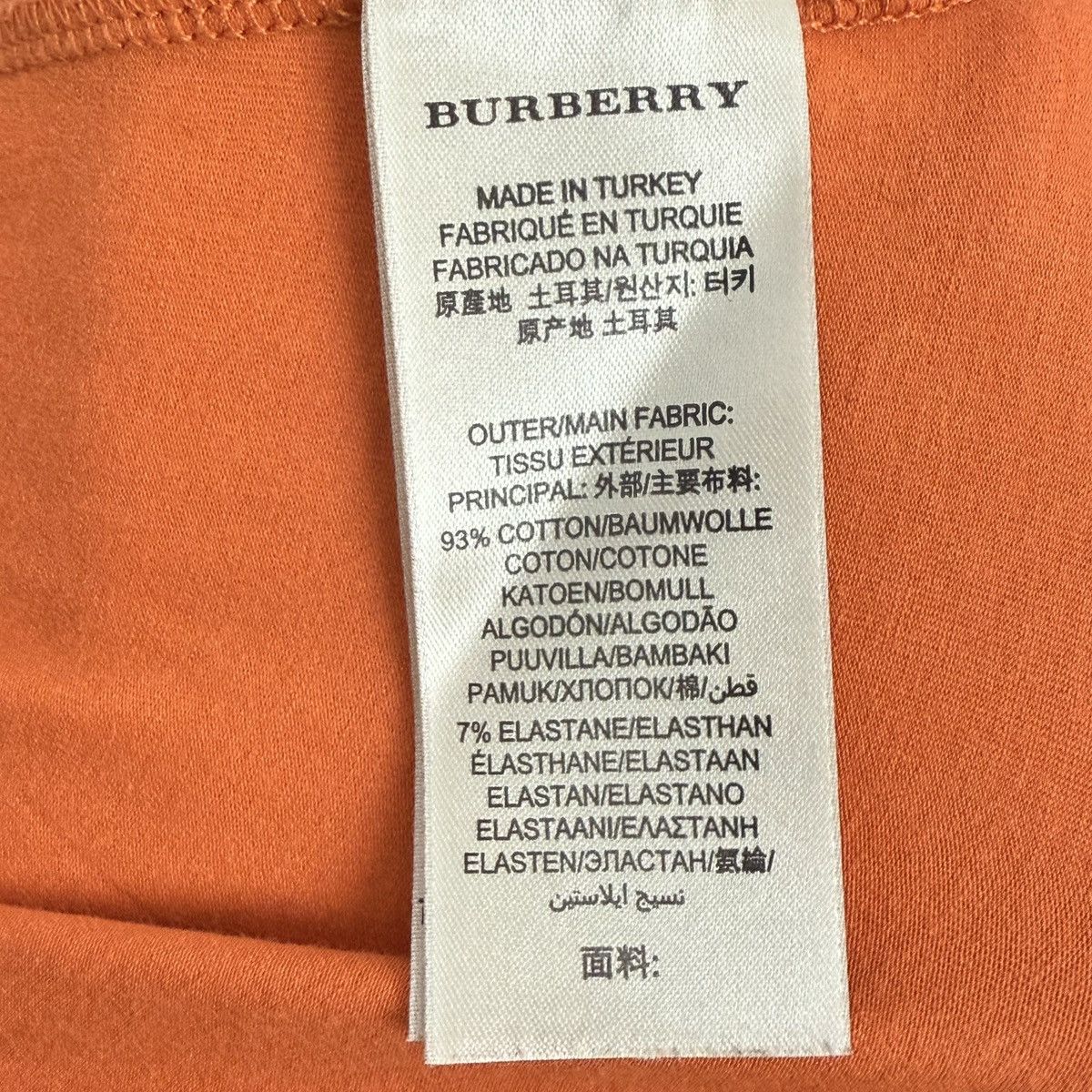Burberry Burberry Orange Cotton Crew Neck Short Sleeve T-Shirt K26WX Size S / US 4 / IT 40 - 6 Thumbnail