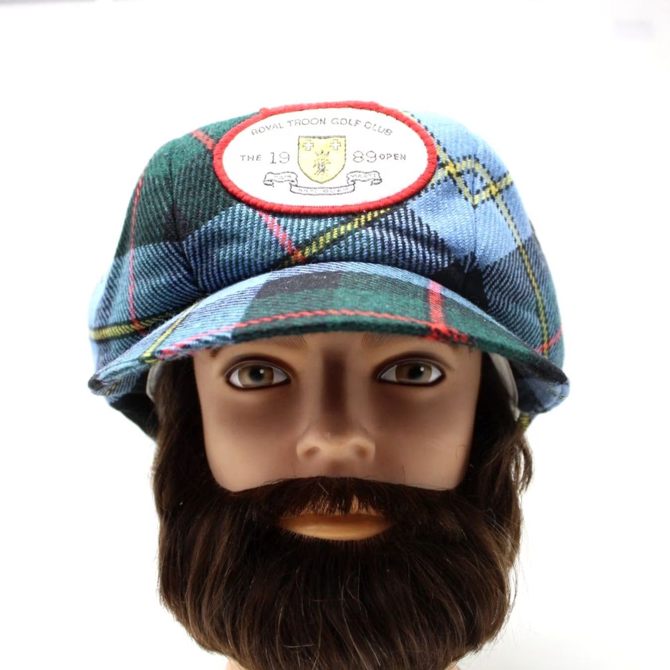 Vintage VTG Royal Troon 1989 British Open Hat Plaid Newsboy Cap Wool/Cotton Blue Green Red Yellow Men Adjustable One Size Crew/Newsboy Cap Men Size ONE SIZE - 2 Thumbnail