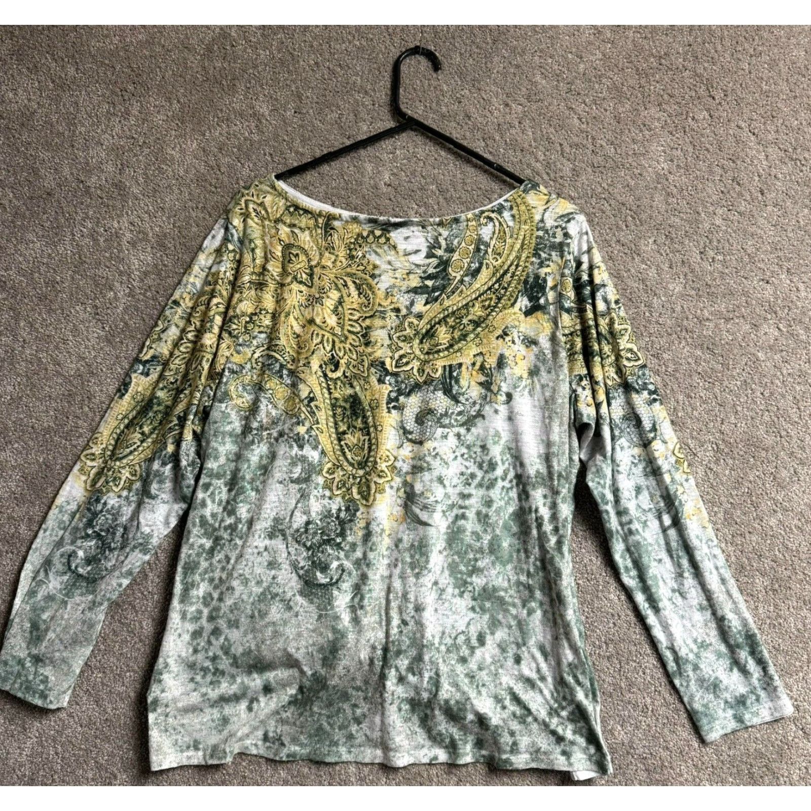 Vintage Womens Plus XXL Blouse Knit Paisley Beaded Rhinstones Knot Front Boho Garden Fairy Tunic Knit Top Size XXL / US 16-18 / IT 52-54 - 7 Thumbnail
