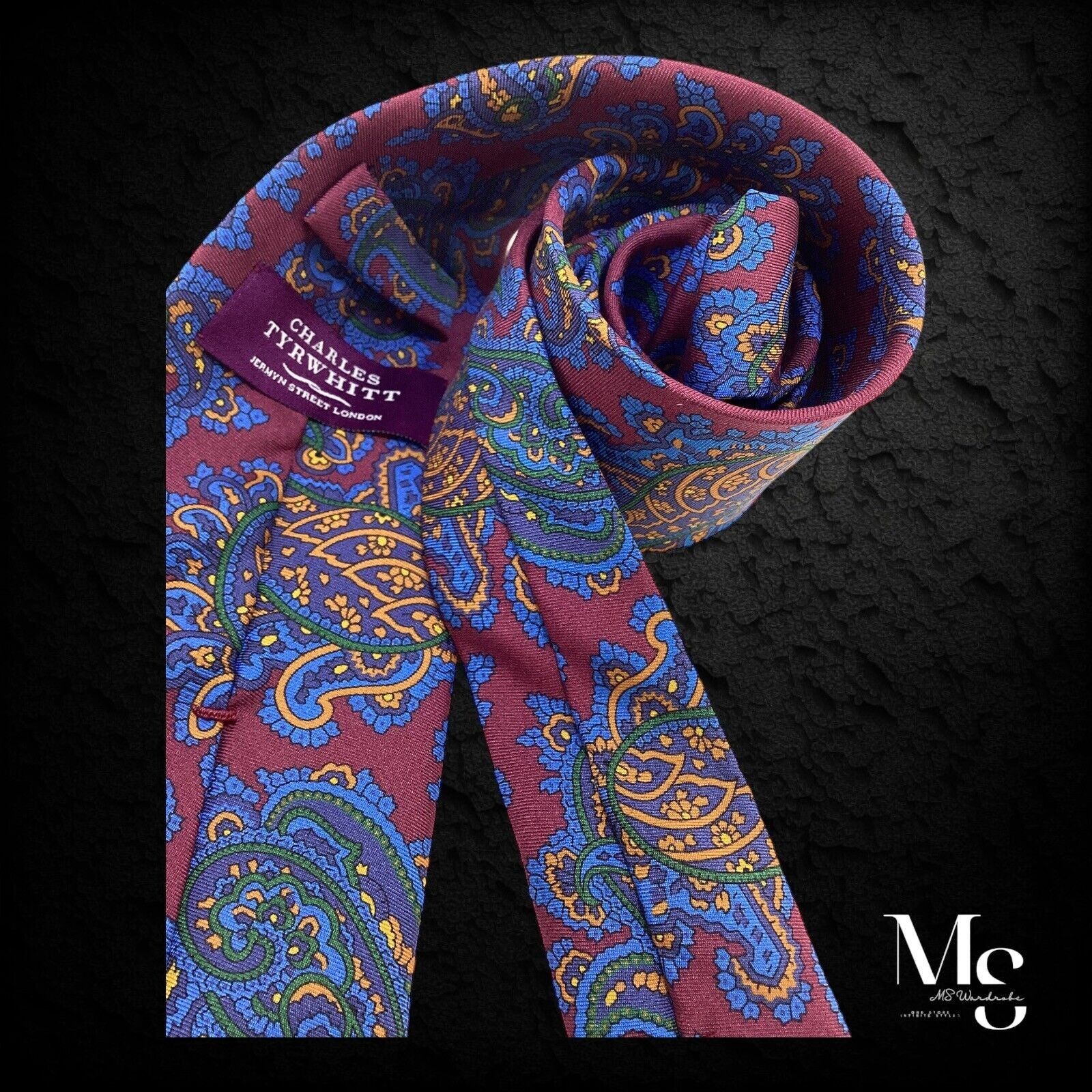 Charles Tyrwhitt CHARLES TYRWHITT XL Purple Paisley Silk Tie Hand Made In Eng Size ONE SIZE - 3 Thumbnail