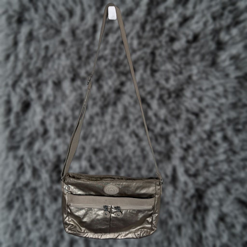 Vintage VINTAGE Kipling Crossbody Bag Purse - Women, Metallic Silver/Gold, 12” x 8”, Zipper Pockets, Nylon, GUC Sports/Day Bag Womens Size ONE SIZE - 1 Thumbnail