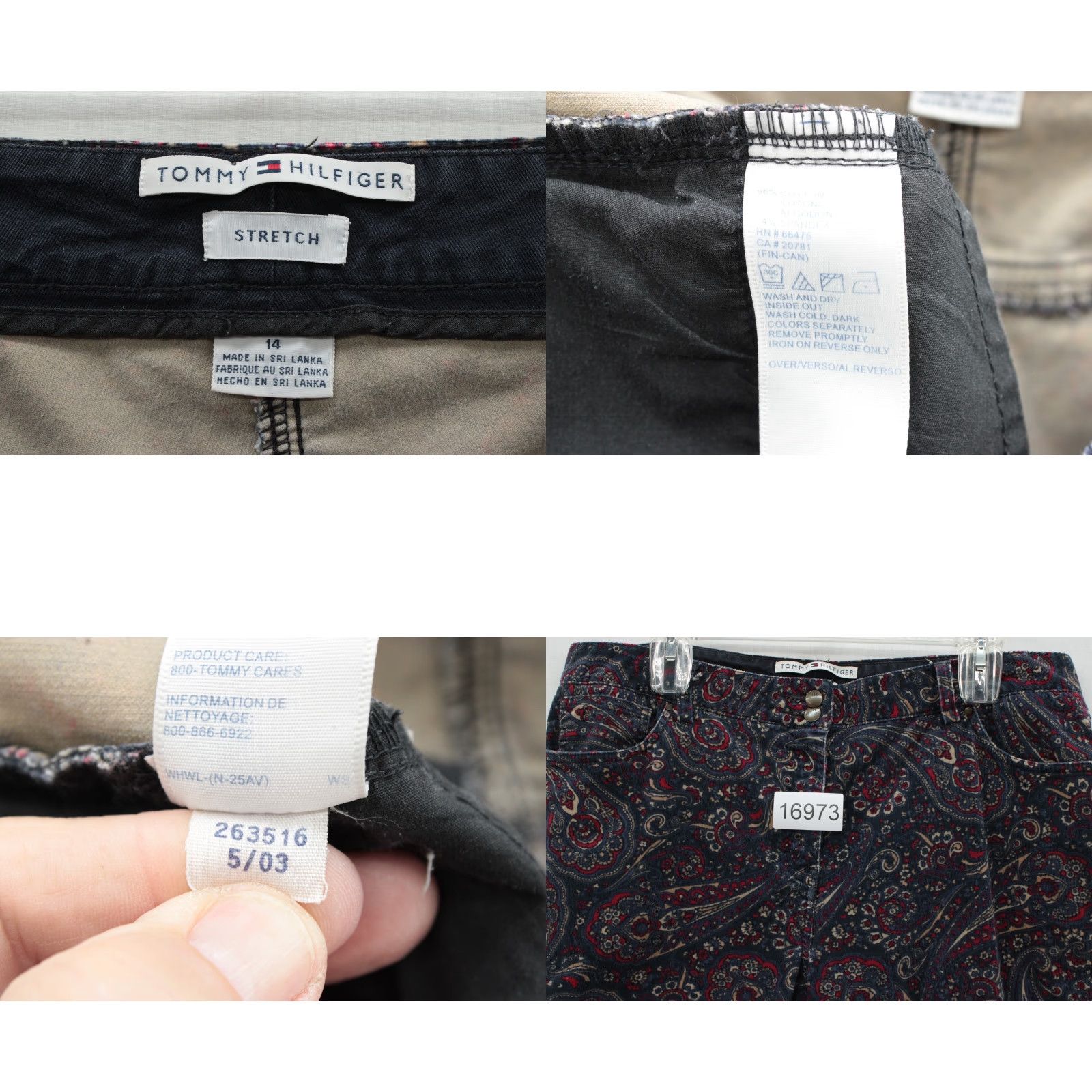 Tommy Hilfiger VINTAGE Tommy Hilfiger Corduroy Pants Womens 14 Navy Paisley Bootcut Trousers Y2K Size 36" / US 14 / IT 50 - 8 Thumbnail