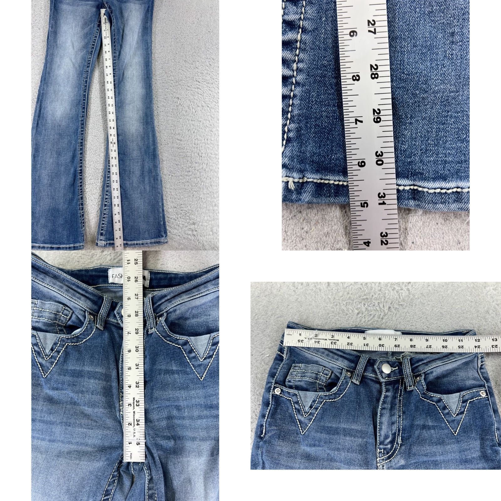 Fashion Nova Fashion Nova Jeans Womens 22x31 Blue Denim Flared Medium Wash Cotton Size 25" / US 0 / IT 36 - 8 Thumbnail