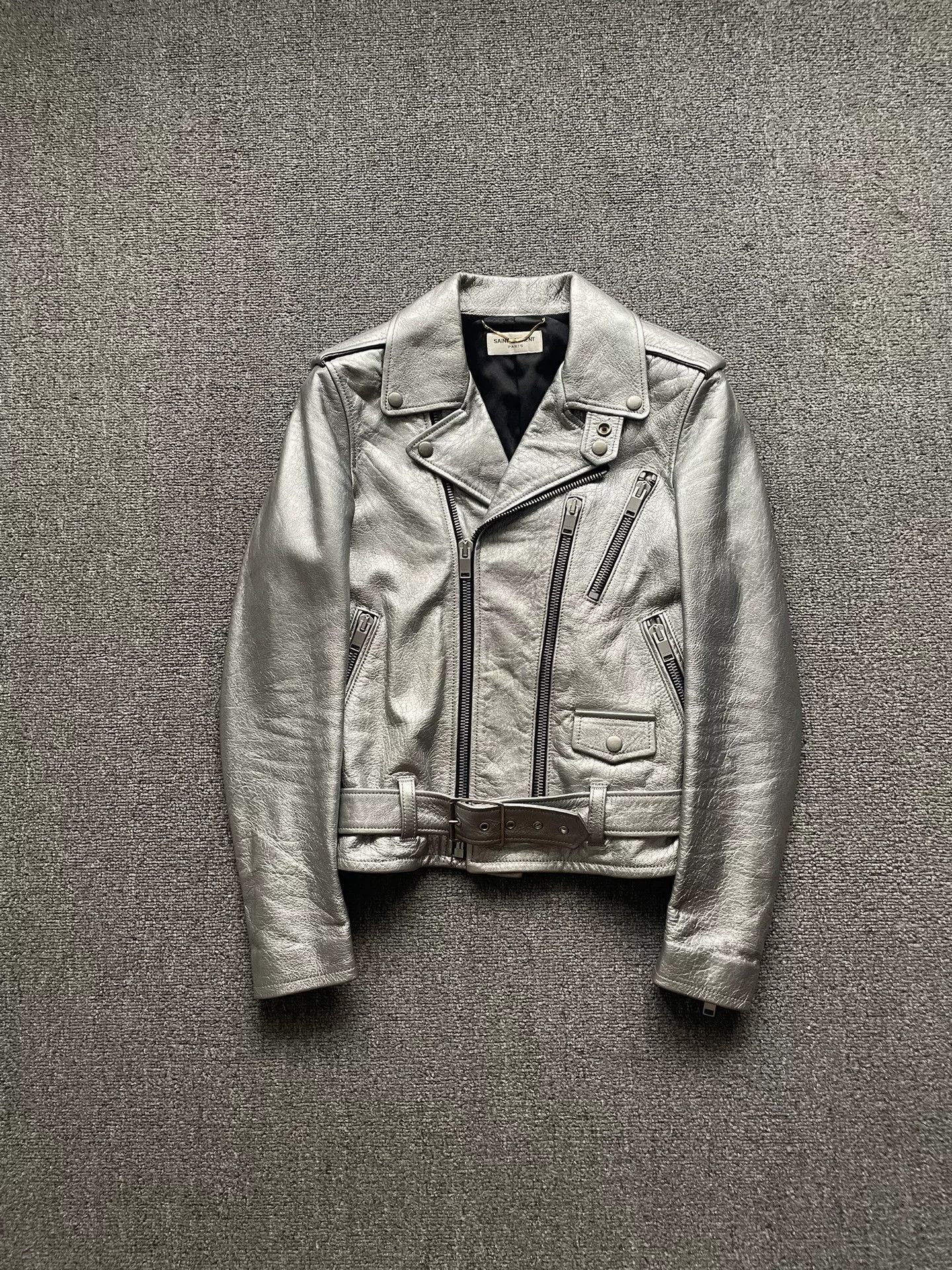 Saint Laurent Paris vintage saint laurent silver leather jacket Size US L / EU 52-54 / 3 - 1 Thumbnail