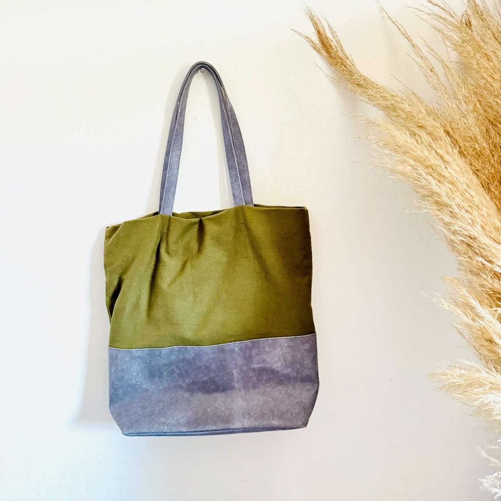 Anthropologie ANTHROPOLOGIE Olive Green Grey Canvas Shoulder Bag Purse Size ONE SIZE - 7 Thumbnail