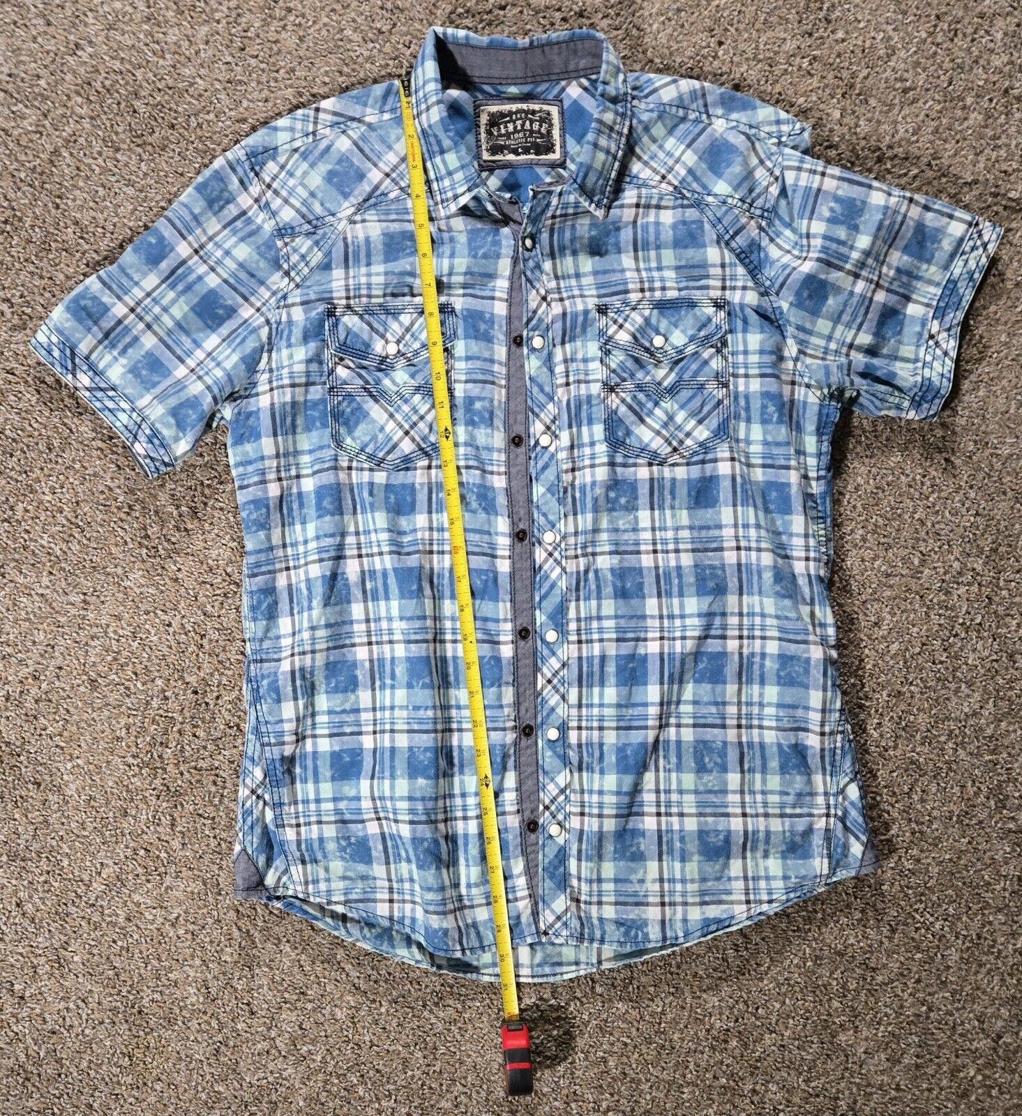 BKE BKE Vintage Blue White Plaid Athletic Fit Button Up Shirt L Size US L / EU 52-54 / 3 - 6 Thumbnail
