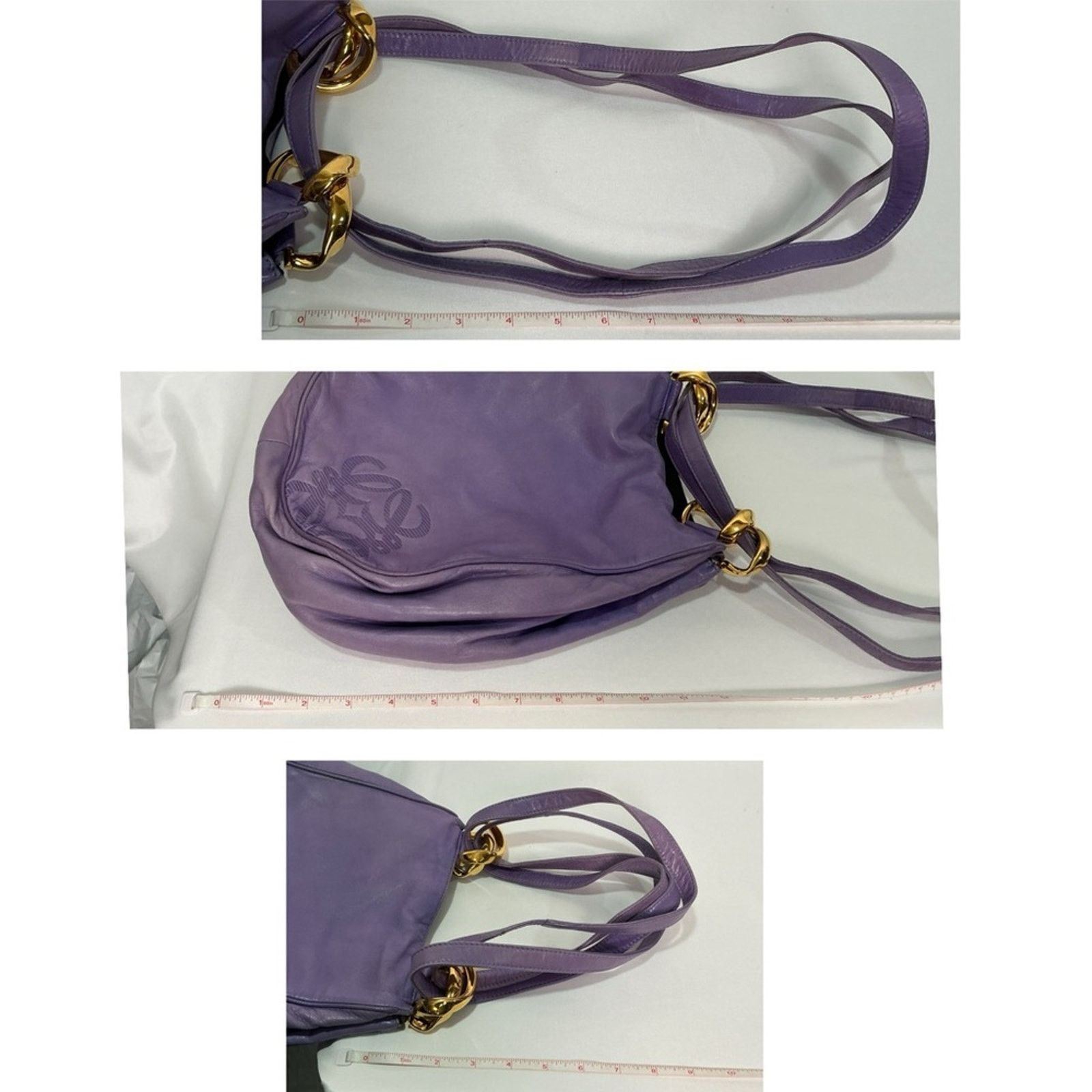 Loewe Loewe Purple Leather Anagram Hobo Buttery Soft Gold Hardware Size ONE SIZE - 15 Thumbnail