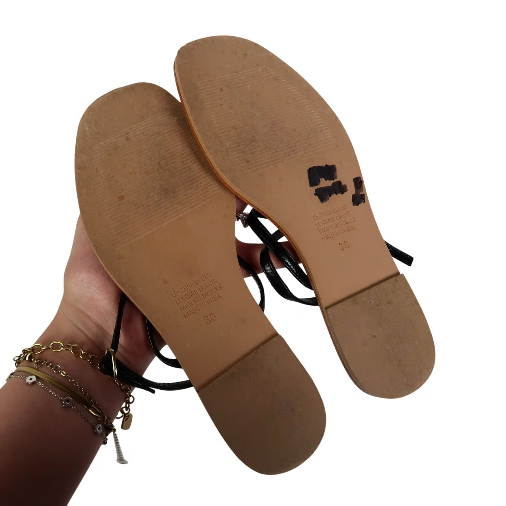 Vintage Witchery Black Leather T-Strap Thong Sandals US 5.5 Women Flat Casual Bohemian 36 History 5.5 Women Size US 6 / IT 36 - 4 Thumbnail
