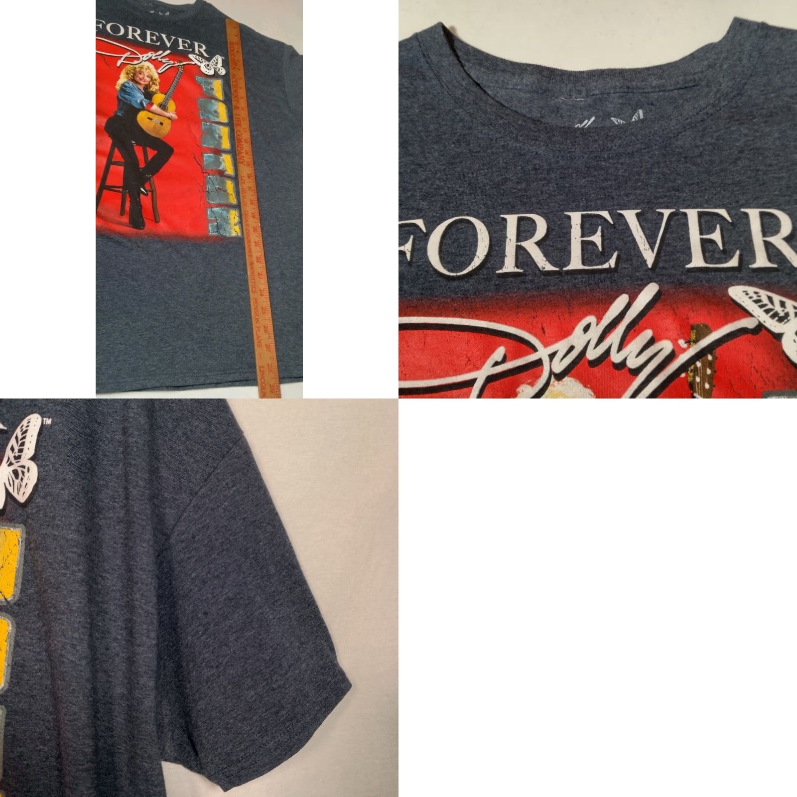 Mad Engine Dolly Parton Shirt XL Blue Graphic Tee Country Music Guitar Butterfly Mad Engine T-Shirt Men Adults Size US XL / EU 56 / 4 - 8 Thumbnail