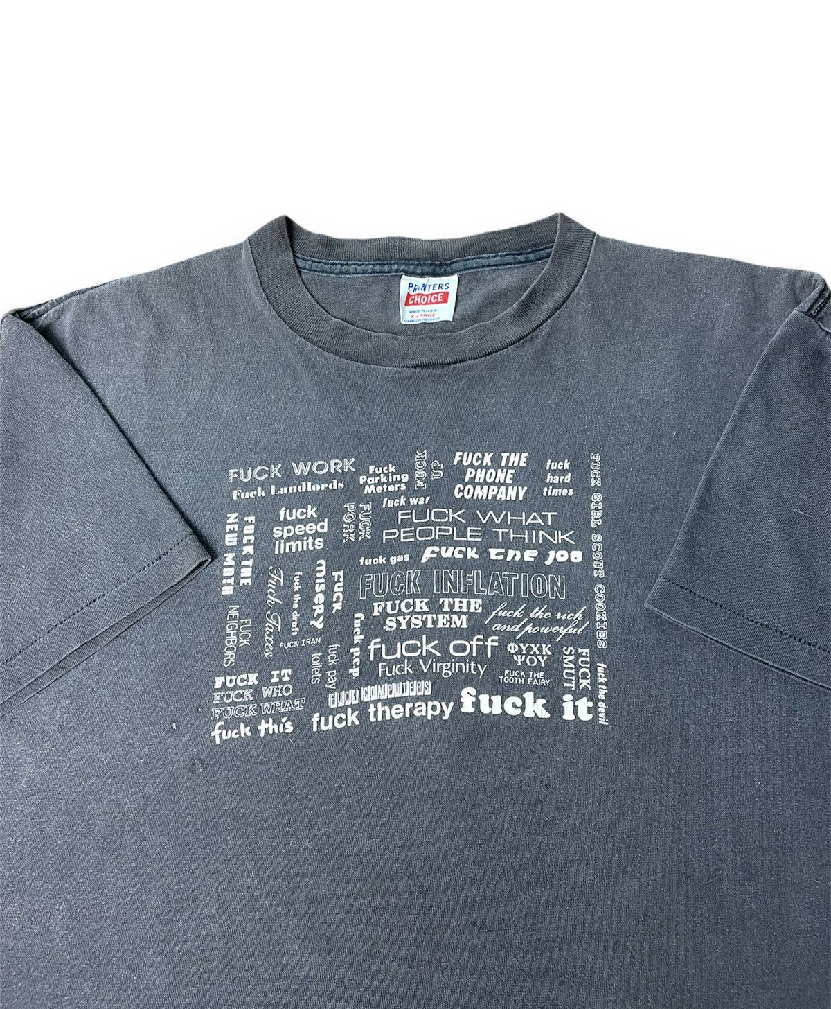 image of Humor x Vintage Fuck Everything Shirt in Black, Men's (Size XL)