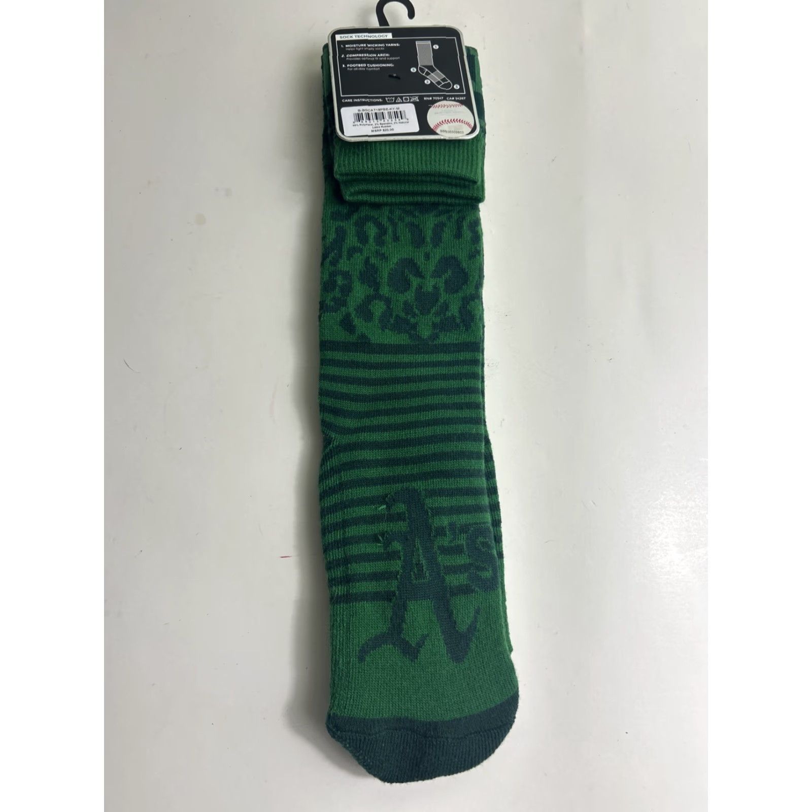 47 ’47 Womens Medium Green Striped Cheetah Athletics A’s MLB Tall Socks Size ONE SIZE - 5 Thumbnail