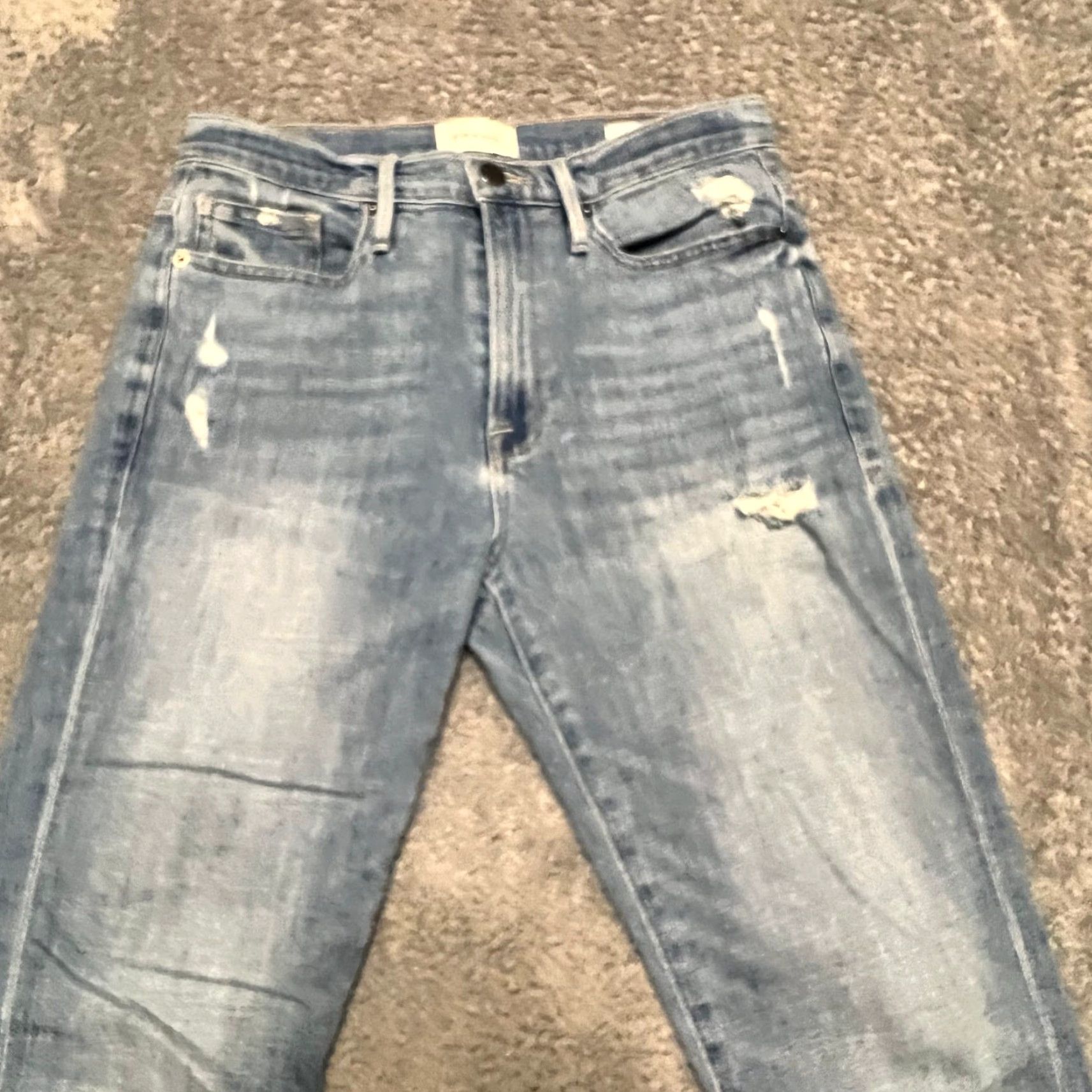 Frame FRAME Frame Jeans Womens 24 Le Beau Crop Light Wash Distressed Raw Hem Women XS? Size 42" / US 20 - 2 Thumbnail