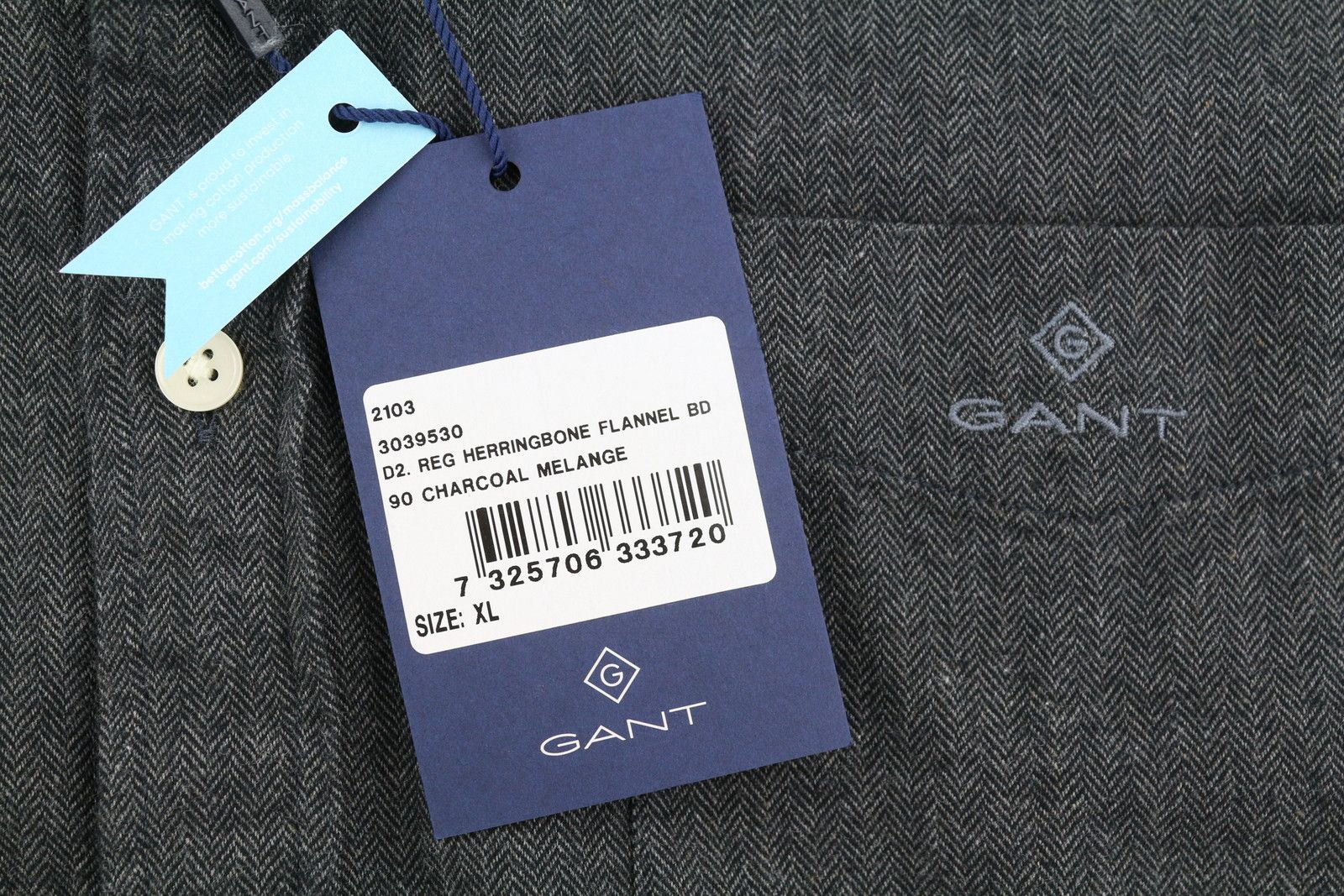 Gant REG HERRINGBONE FLANNEL XL Charcoal Melange 87508 Size US XL / EU 56 / 4 - 7 Thumbnail