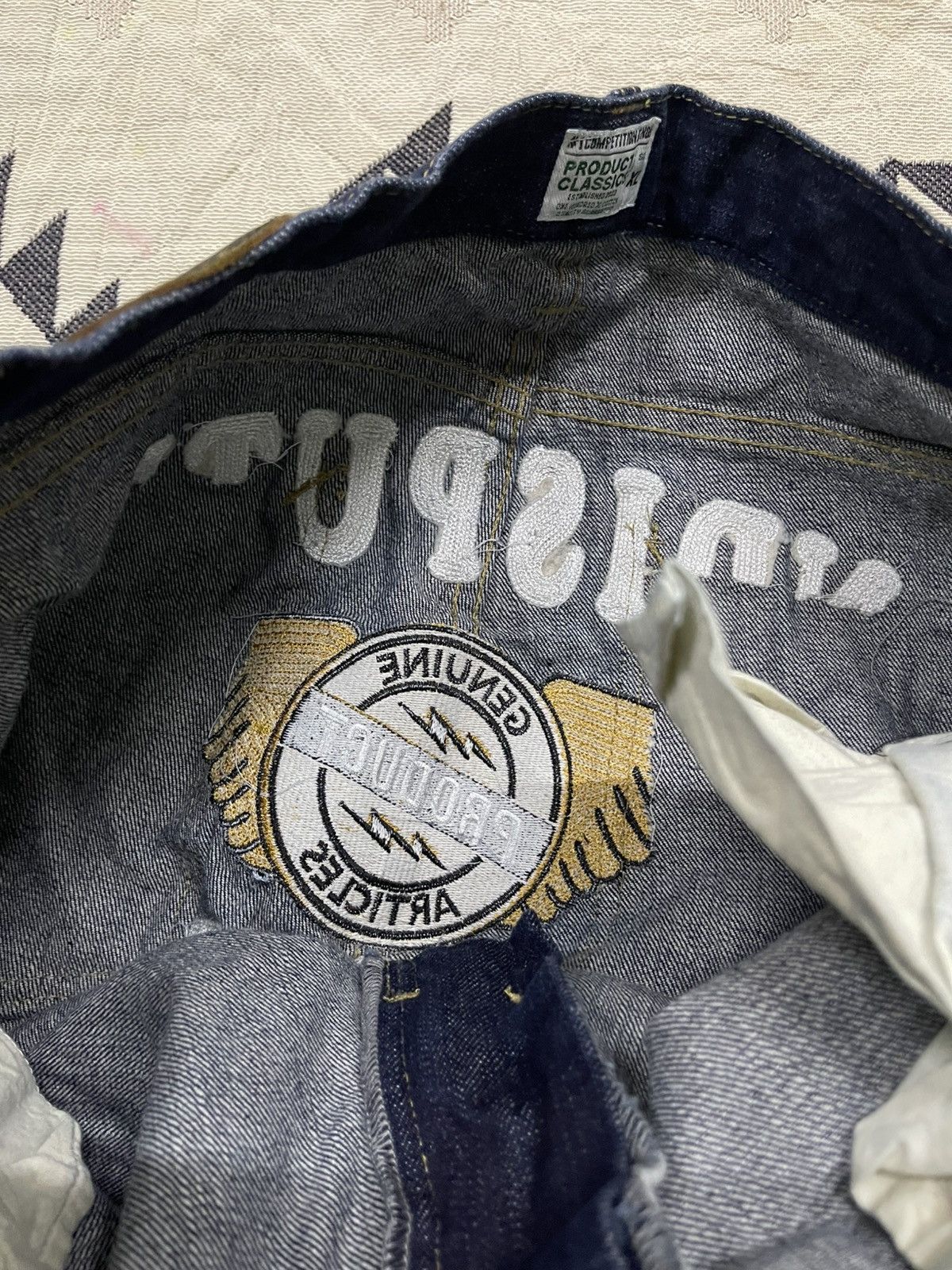 Beauty Beast 00s UNDISPUTED CHAMP GENUINE PRODUCT EMBROIDERED LOGO JEANS Size US 35 - 15 Thumbnail