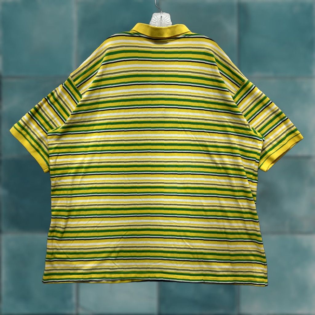 Vintage VINTAGE Drunk Munky Polo Shirt 5X Mens Yellow Green Striped Short Sleeve Polo Mens Big & Tall Size US XXL / EU 58 / 5 - 1 Thumbnail